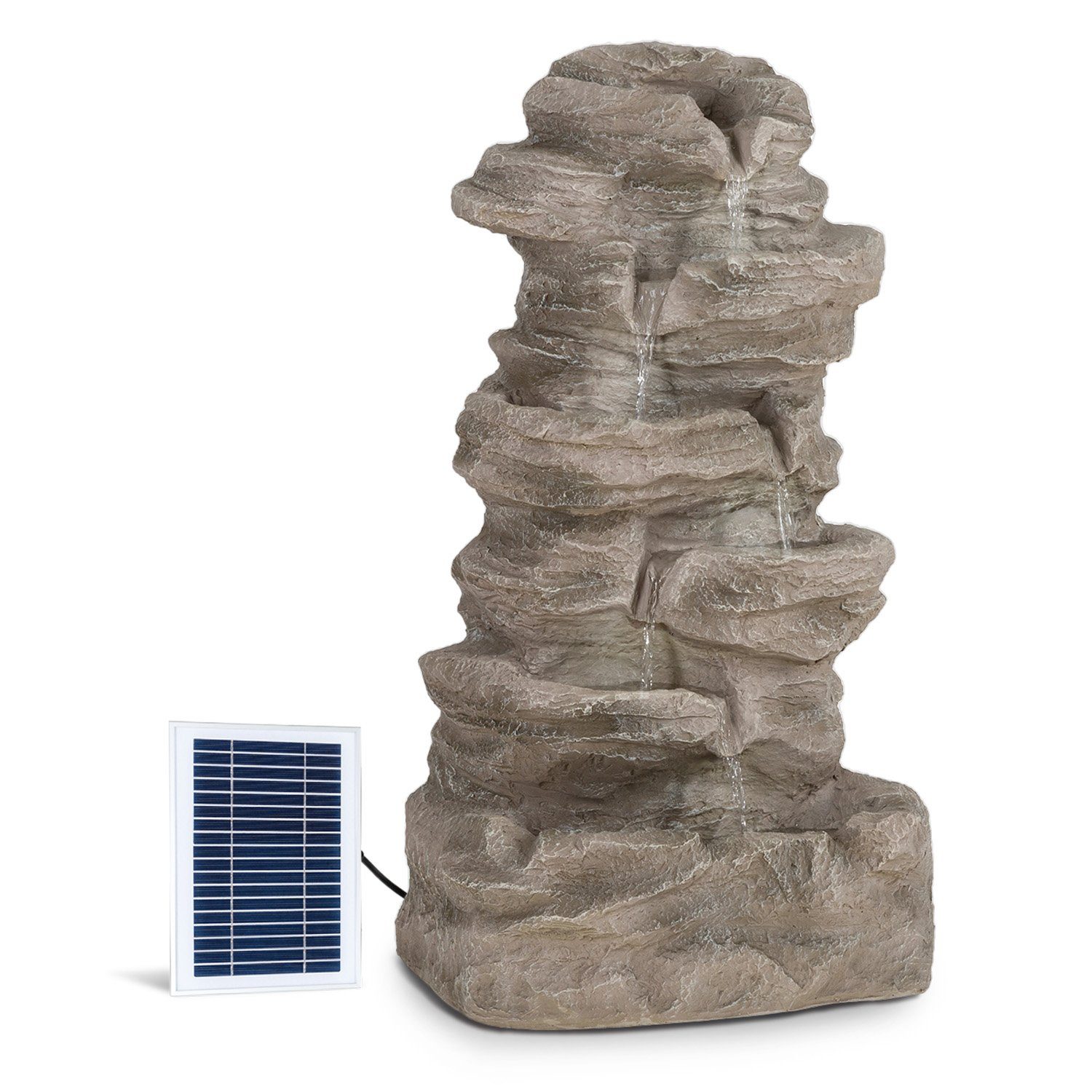 solar und blumfeldt spring brunnen Anschlussmaterial), (Set, Solarbrunnen, zimmer XL zier led-beleuchtung outdoor tlg., Pumpe,Solarpanel;LED-Beleuchtung terasse inkl. Stonehenge 5 Sand Wasserspiel