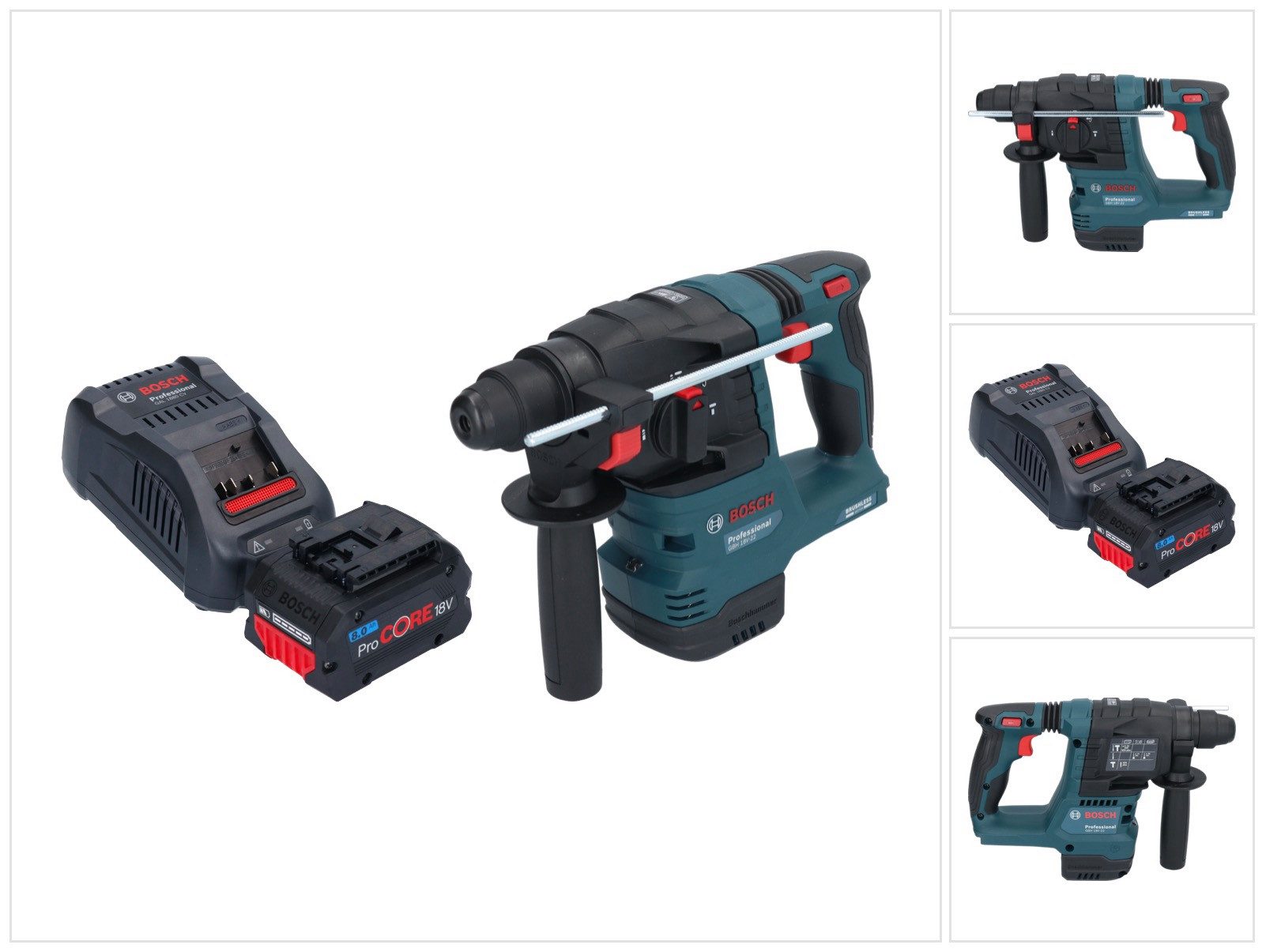 Bosch Professional Akku-Bohrhammer GBH 18V-22 Professional 18 V 1,9 J SDS Plus Brushless