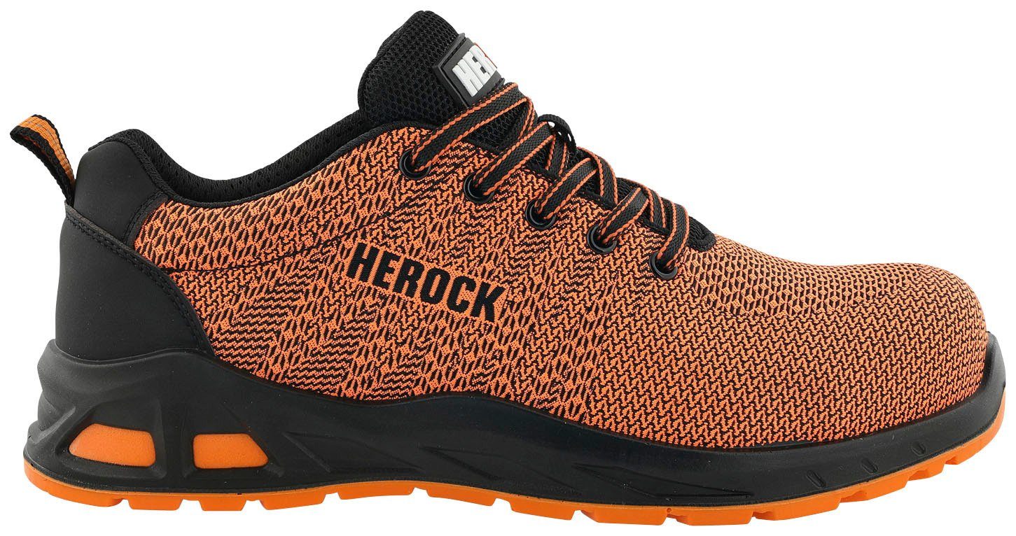 Herock Titus S1P Niederige Sicherheitsschuh leicht, Fiberglaskappe, Sicherheitssneakers durchtrittschutz, orange rutschhemmend Extrem