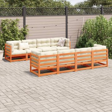 vidaXL Gartenlounge-Set 9-tlg. Garten-Sofagarnitur mit Kissen Wachsbraun Kiefernholz