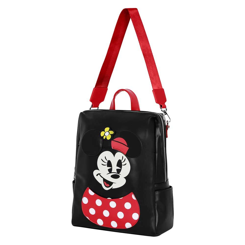 Karactermania Cityrucksack Disney Minnie Maus 2in1 Shield Rucksack Umhängetasche, Zwei offene Seitentaschen für kleine Essentials