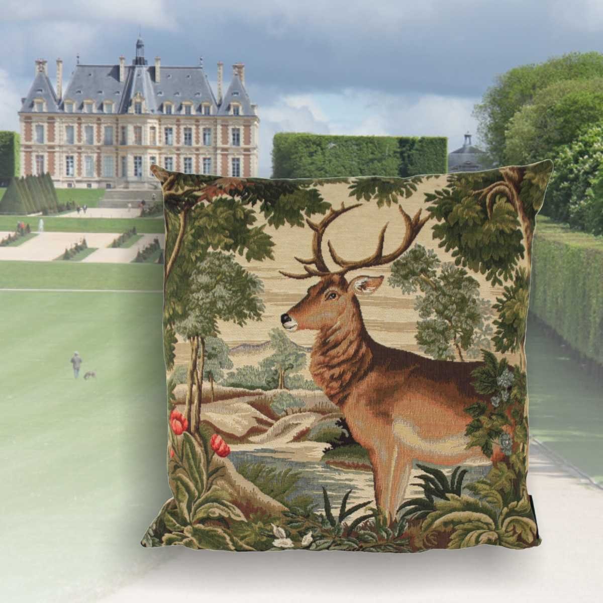 Mars & More Dekokissen Mars & More Gobelin Kissen Hirsch am Fluss ca. 45x45cm