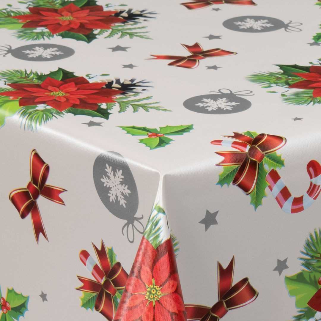 laro Tischdecke laro Wachstuch-Tischdecke Wachstischdecke Weihnachten Stern Mistel – Bild 4 von 5