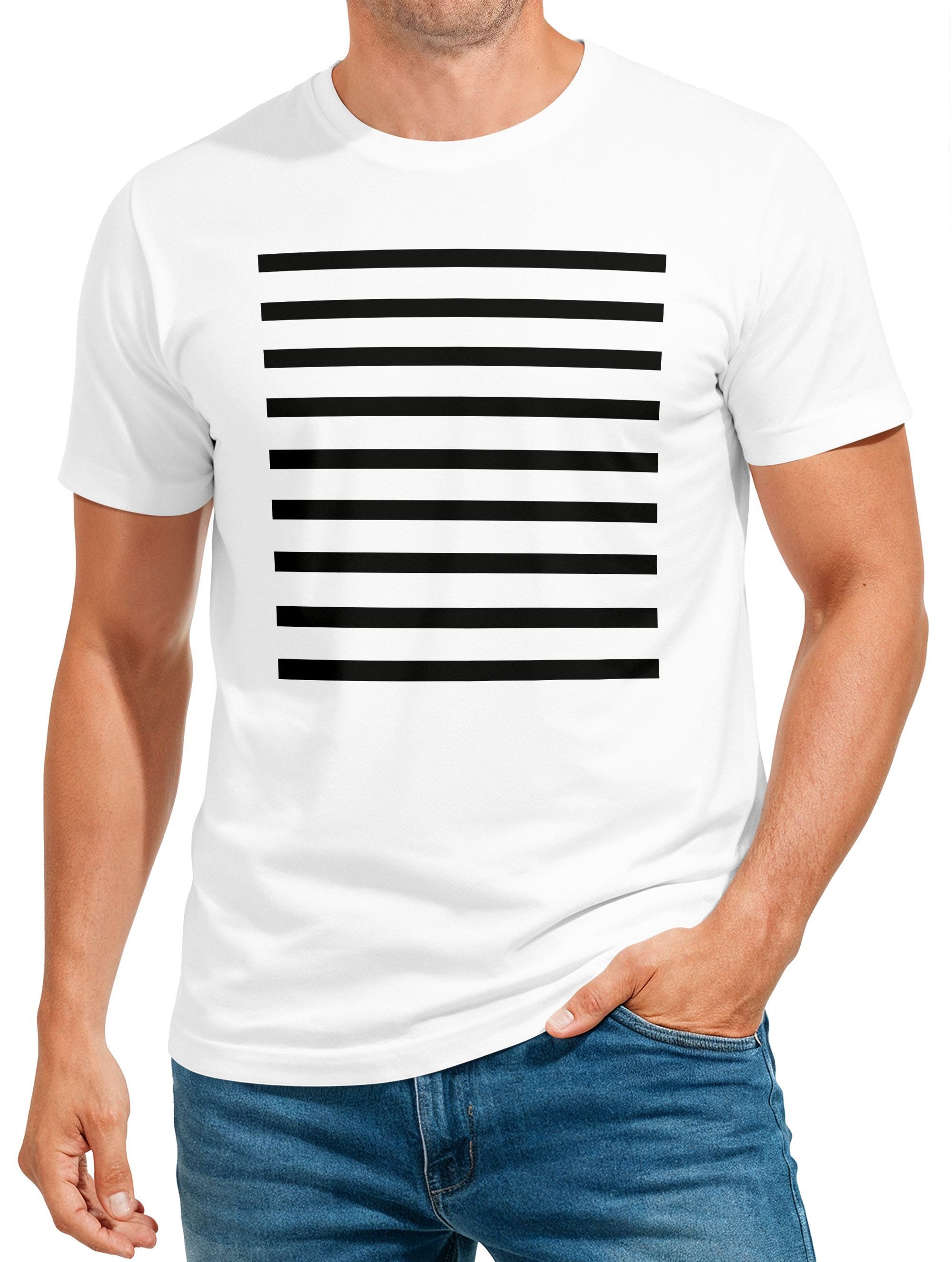 Print-Shirt Herren T-Shirt Fasching Karneval - Häftling Gitterstäbe -