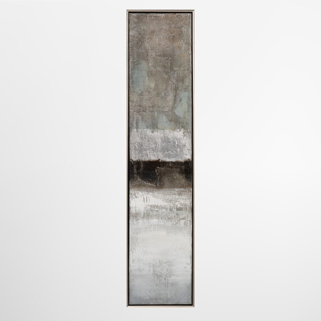 ArtUniverse Gemälde Schlanke Facetten in Grau und Silber 29 x 129 cm, Abstrakt
