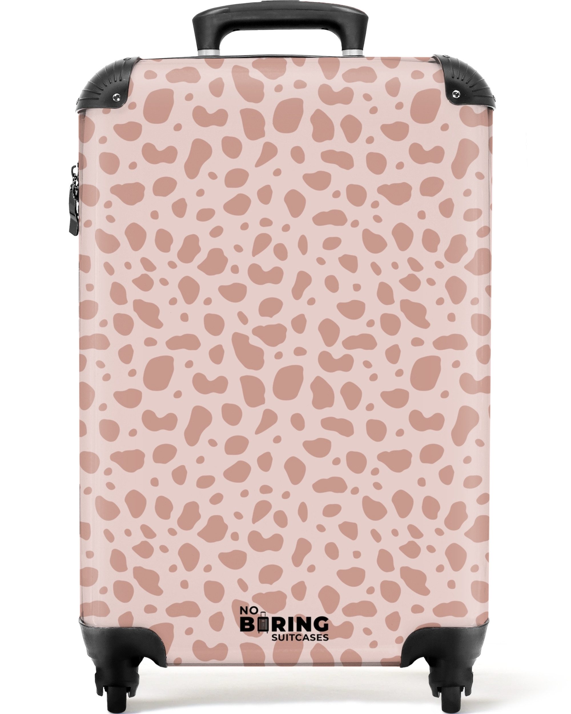 NoBoringSuitcases.com© Hartschalen-Trolley Leopardenmuster auf Puderrosa 55x35x20cm, 4 Rollen, Handgepäck Koffer & Trolleys, Luggage, Reisekoffer Frauen