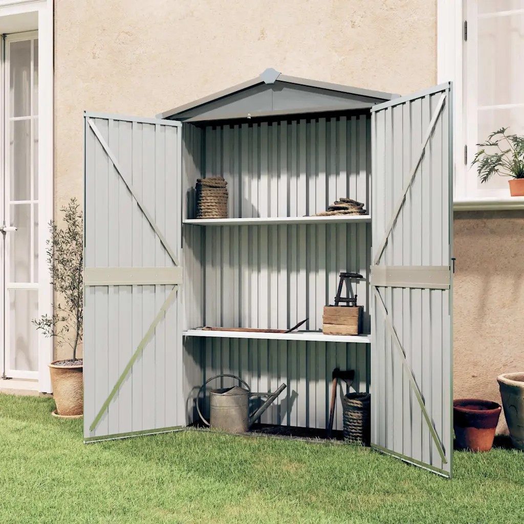 vidaXL Gartenhaus vidaXL Gerätehaus Grau 116x45x175 cm Verzinkter Stahl