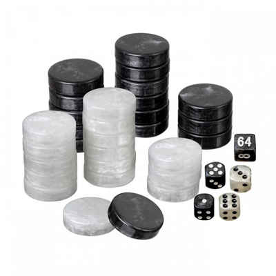 Philos Spiel, Spielsteine - Backgammon - medium - 28 x 8 mm - Kunststoff - schwarz weiß - inkl. Würfel