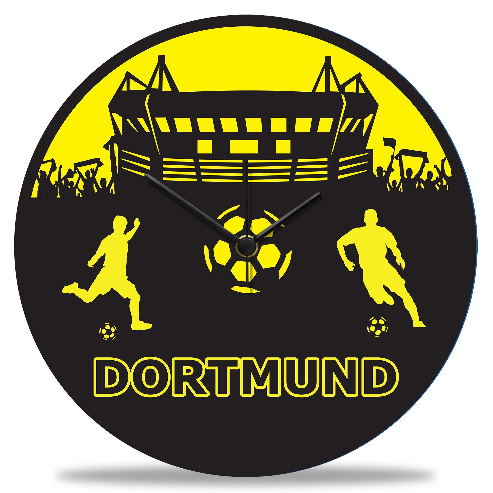 GRAVURZEILE Wanduhr aus Holz - Vereinsliebe Dortmund - Fußball -