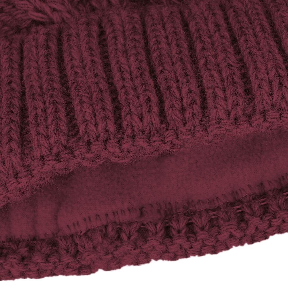 Neverless Bommelmütze Damen Strick-Mütze Fell-Bommel Kunstfell Bommelmütze Fleece-Futter Her