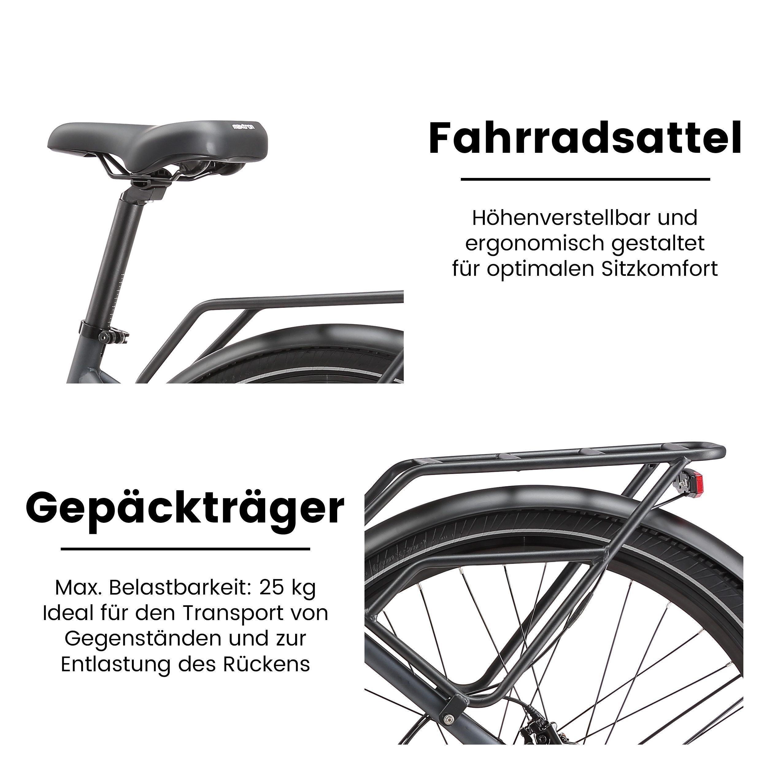 Maxtron E-Bike ATB Maxtron Lira 28" City-E-Bike, 7 Gang Shimano, Kettenschaltung, Heckmotor, 720 Wh, (mit integr. Akku), Elektrofahrrad für Alltag und Einkauf