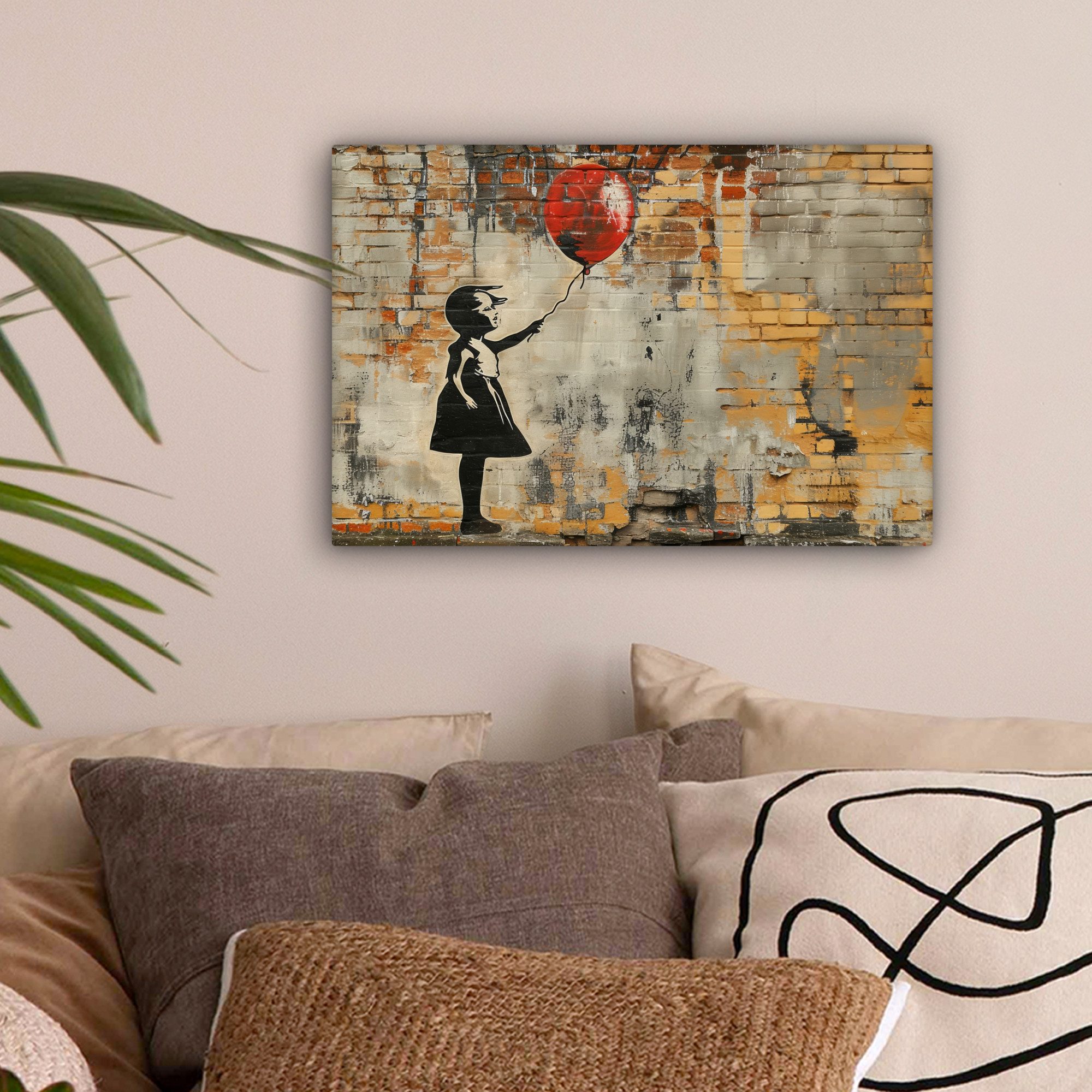 OneMillionCanvasses® Leinwandbild Graffiti - Banksy Style - Mädchen mit Luf günstig online kaufen