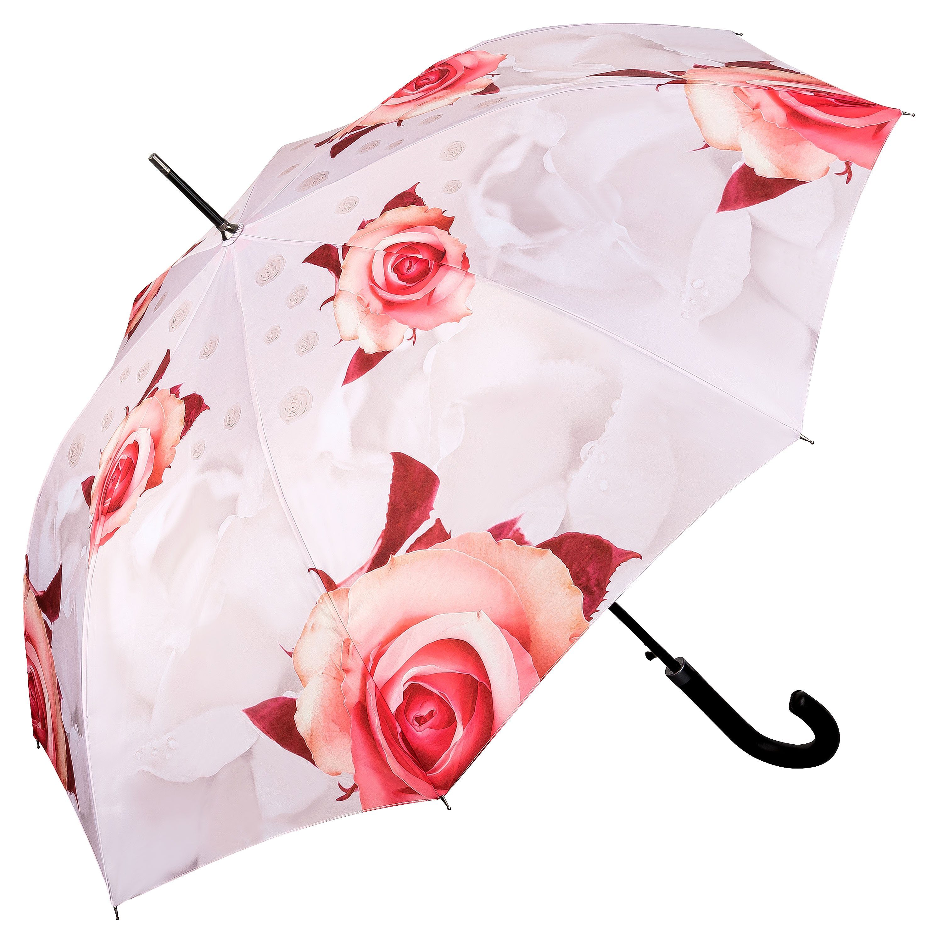 von Lilienfeld Stockregenschirm Rosen Regenschirm creme Auf-Automatik, Hochzeit Blumenmuster Blumen