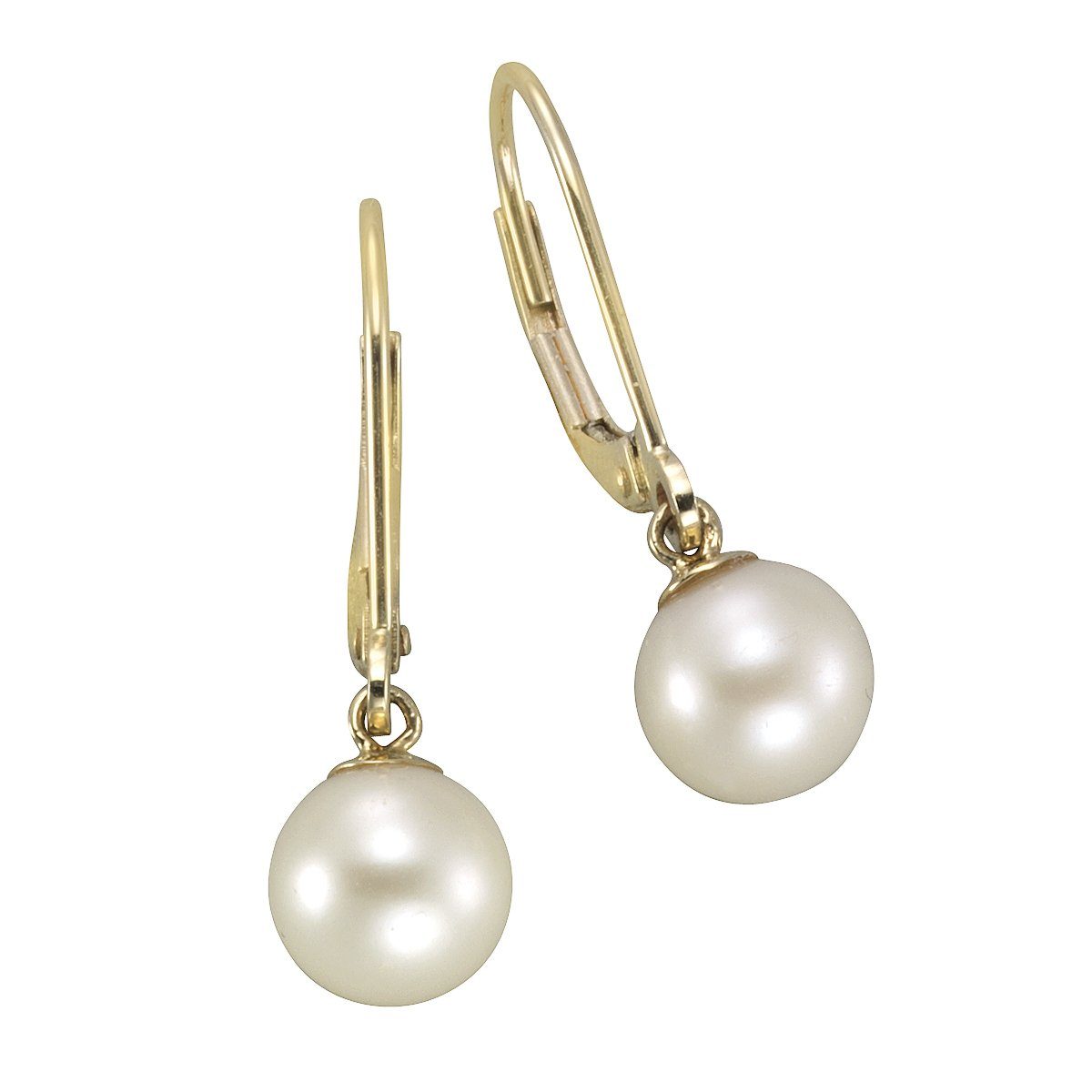 Paar Vivance Ohrhänger 375 Gold weiß 7-7,5mm Perlen