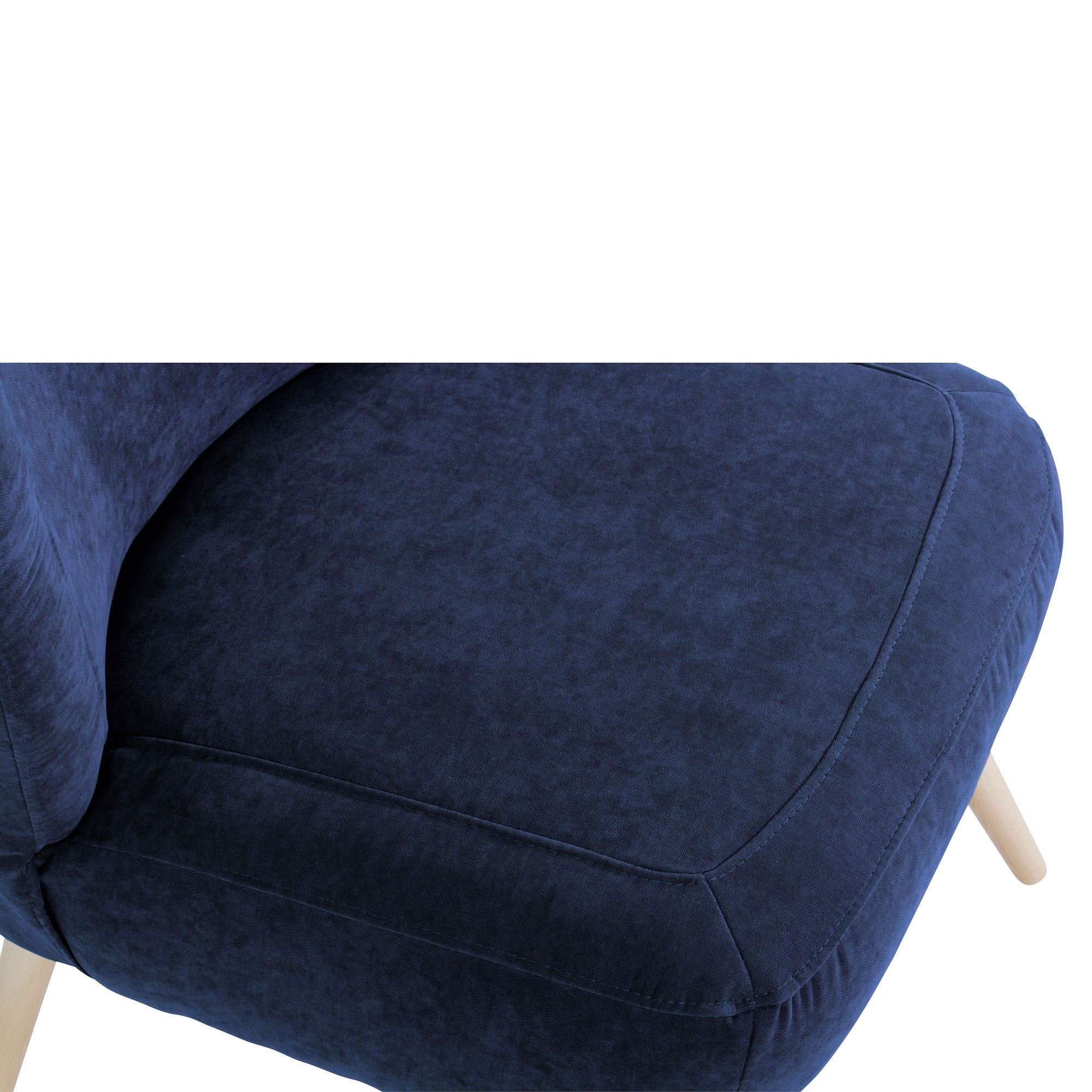 58 aufm Kessel Versand, (Sparpreis / natur Sessel hochwertig inkl. 1-St), Sessel Buche Bezug Kathy verarbeitet,bequemer 22641 blau Veloursstoff Sitz Kostenlosem