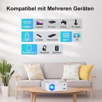 VISULAPEX 5G WiFi S1 Heimkino / Draußen / Portabler Projektor (15000 lm, 12000:1, 1920 x 1080 px, Kompatibel mit TV Stick/X-Box/DVD/Laptop/Smartphone)
