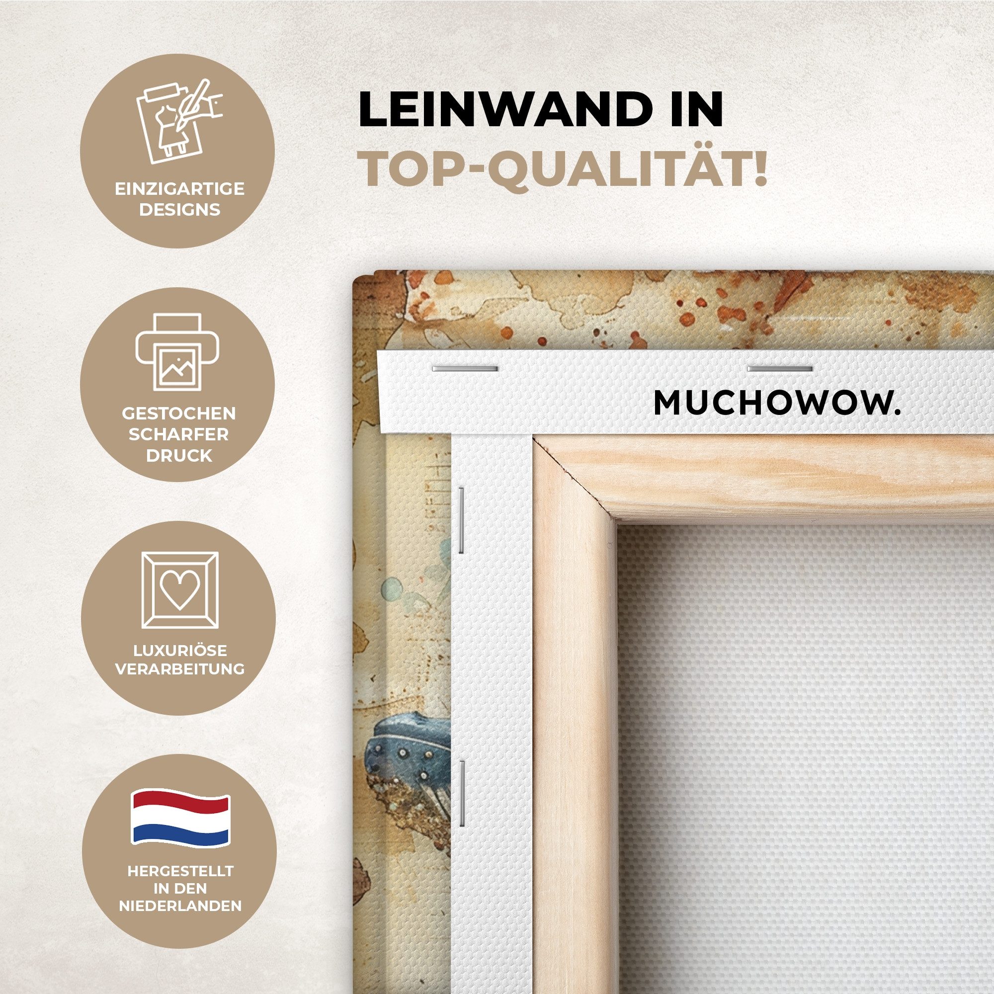 OneMillionCanvasses® Leinwandbild Vintage - Wal - günstig online kaufen