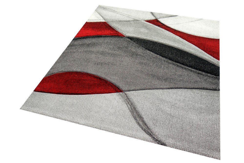 Carpetia Teppich Teppich modern Teppich Wohnzimmer Wellen rot grau schwarz, rechteckig, Höhe: 13 mm