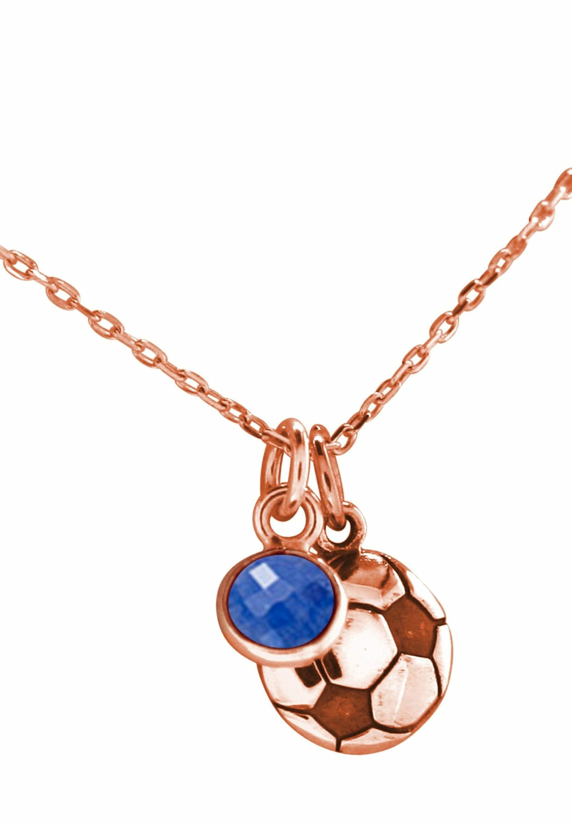 Gemshine Kette mit Anhänger Fußball coloured rose gold Saphir