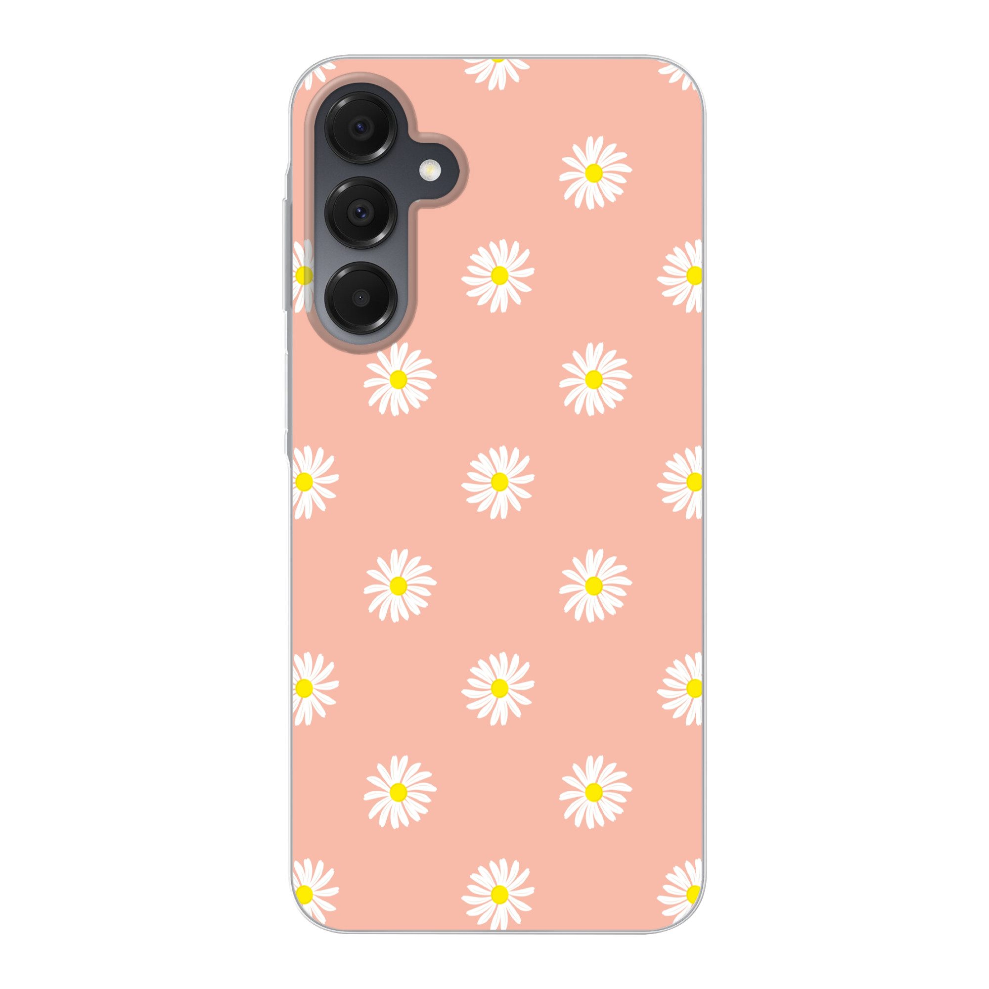 MuchoWow Handyhülle für Samsung Galaxy A16 5G Gänseblümchen - Pastell - Weiß - Rosa - Blum, Phone Case, Silikon, Schutzhülle Dünn