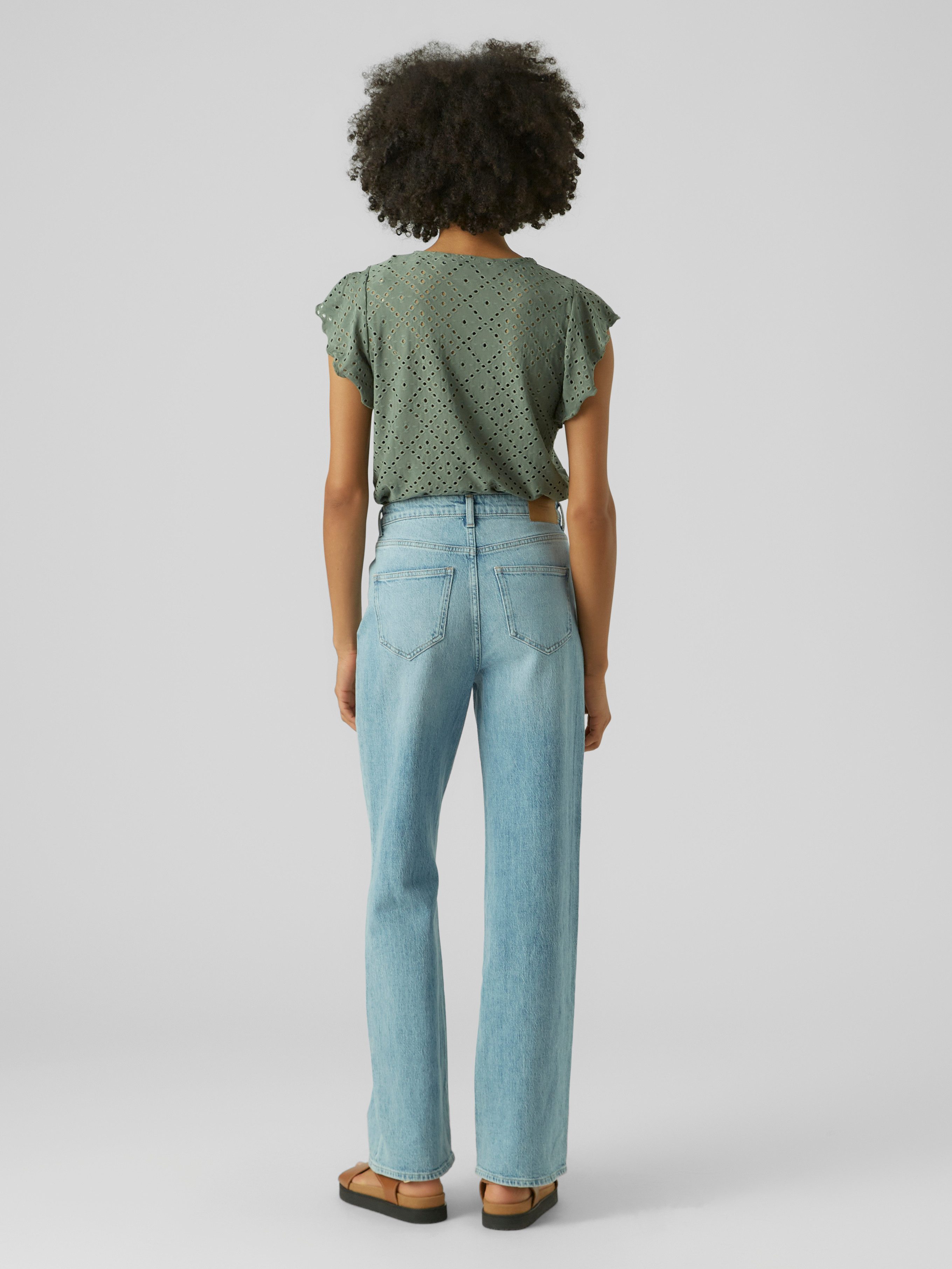 Vero Moda Rundhalsshirt VMTASSA SL FRILL TOP NOOS Materialmix, loose fit