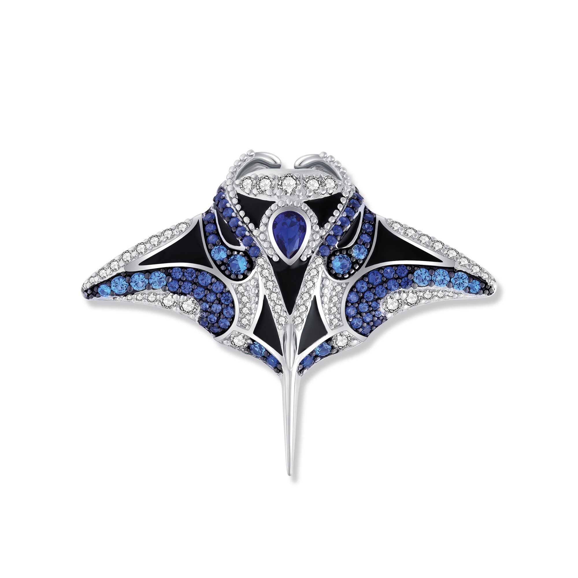 Seinerzeit FLORA & FAUNA Kettenanhänger Raymond Manta Rochen Anhänger (1-tlg), Material: 925 Sterling Silber, rhodiniert, geschwärzt