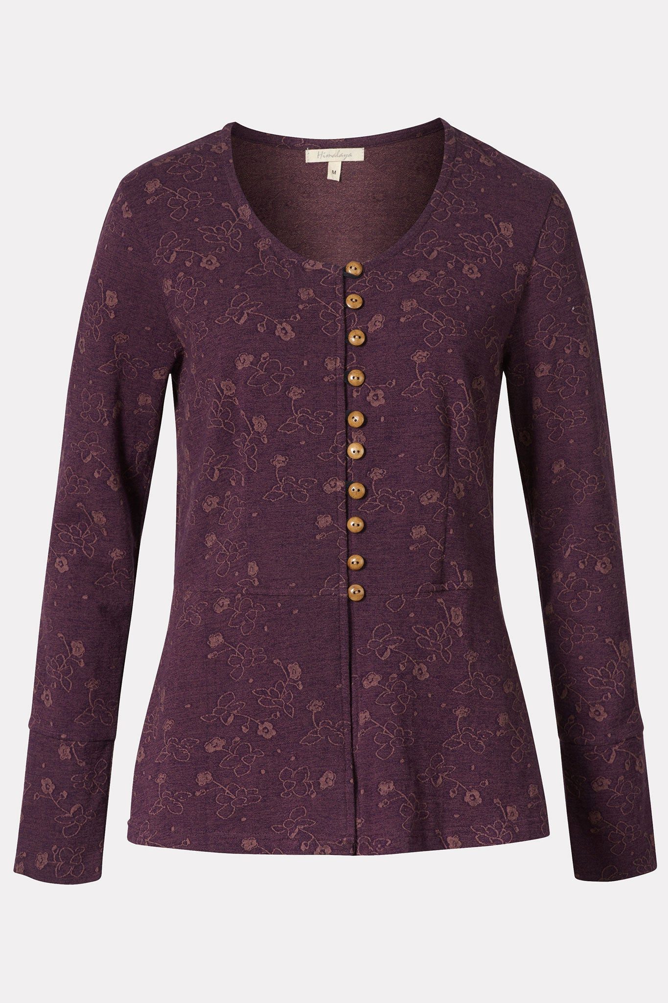 Himalaya Clothing Wolljacke Elegante Jacke Damen mit floralem Jacquardmuster aus Bio-Baumwolle Harmonischer Cardigan mit hohem Tragekomfort