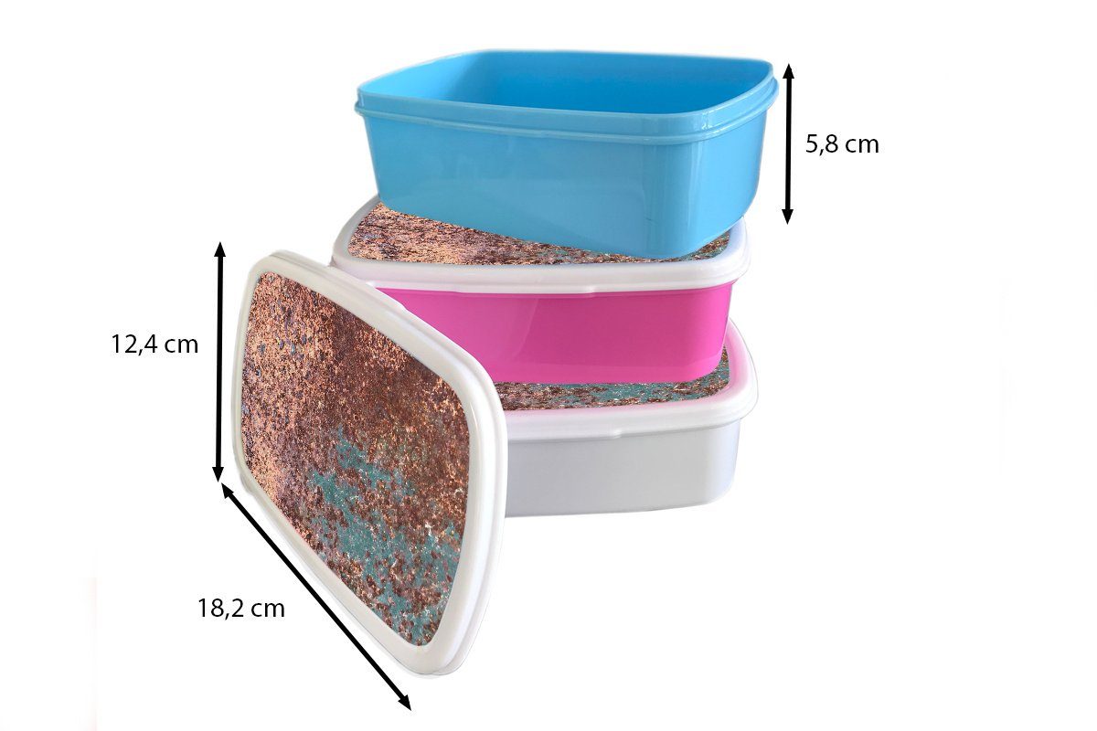 MuchoWow Lunchbox Stahl - Grau Erwachsene, rosa (2-tlg), Brotdose - Brotbox Kunststoff, für Rost, Snackbox, Mädchen, Kunststoff Kinder