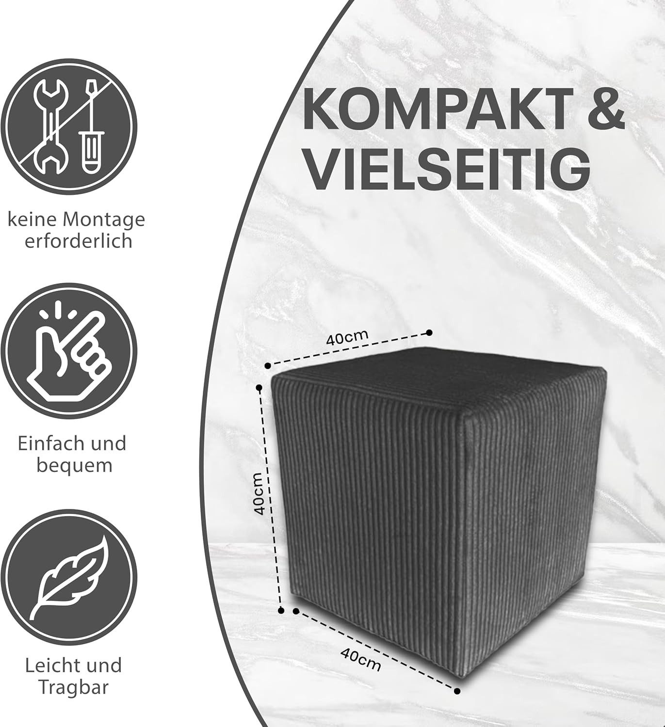 Best for Home Sitzwürfel Best For Home Würfel Pouf Hocker Beige – Samt, Fuß günstig online kaufen