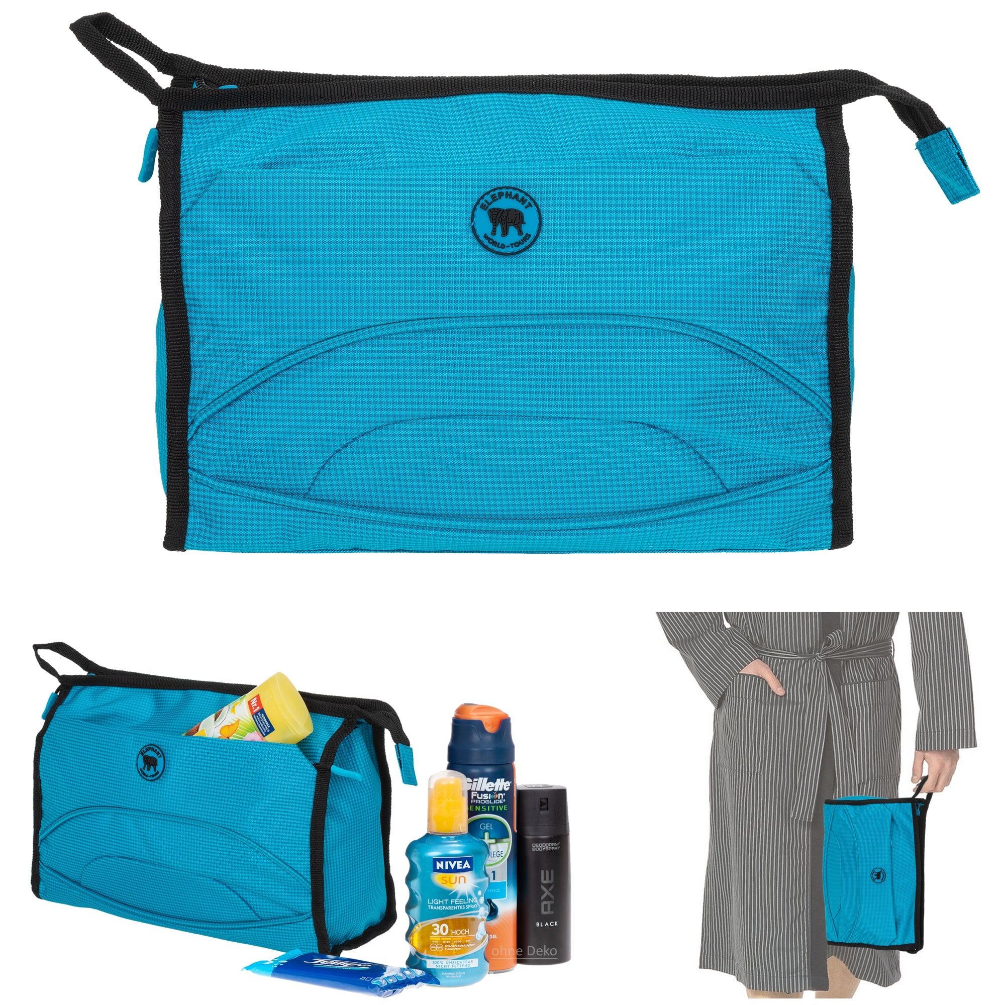 ELEPHANT Сумки для туалетных принадлежностей groß Kulturtasche Washbag Color Kosmetiktasche, Damen Herren Sauna Sport Reise Tasche Bag