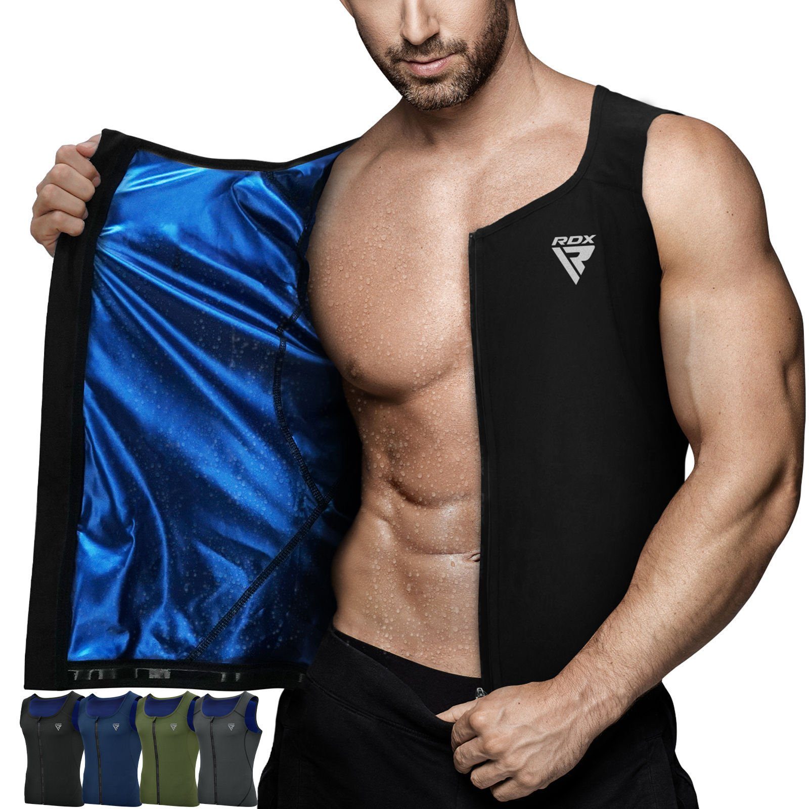 RDX Kompressionsshirt RDX Herren Sauna Weste Wärme Trapping Schweiß Taille Trainer (Single, 1er-Pack) Fitness, Training