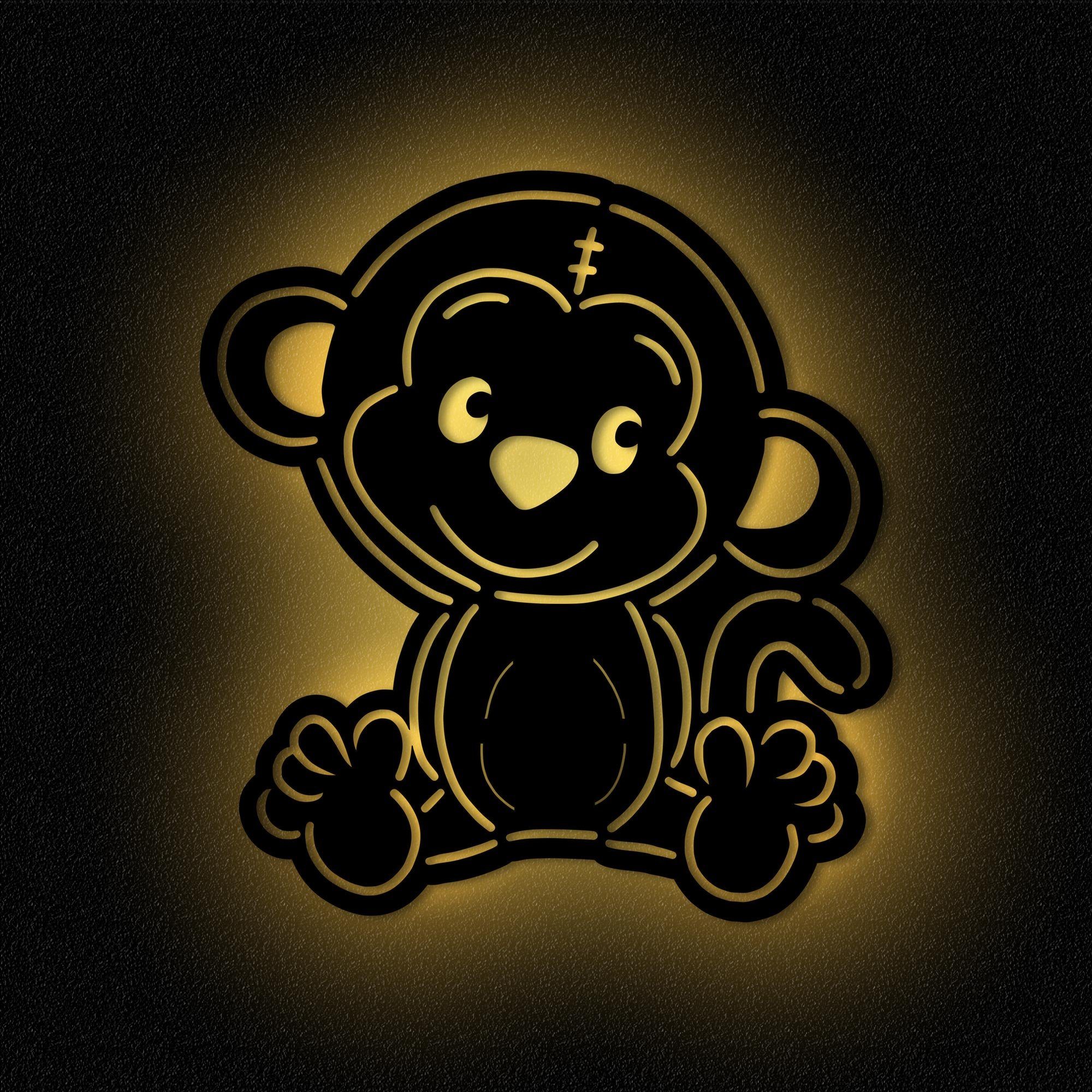 Wohnzimmer Affe für Nachtlicht Dekoobjekt batteriebetrieben Tier-Motiv Holz Warmweiß, aus - Namofactur LED Kleinkinder, Wanddekoobjekt, fest integriert, Leuchte, mit LED