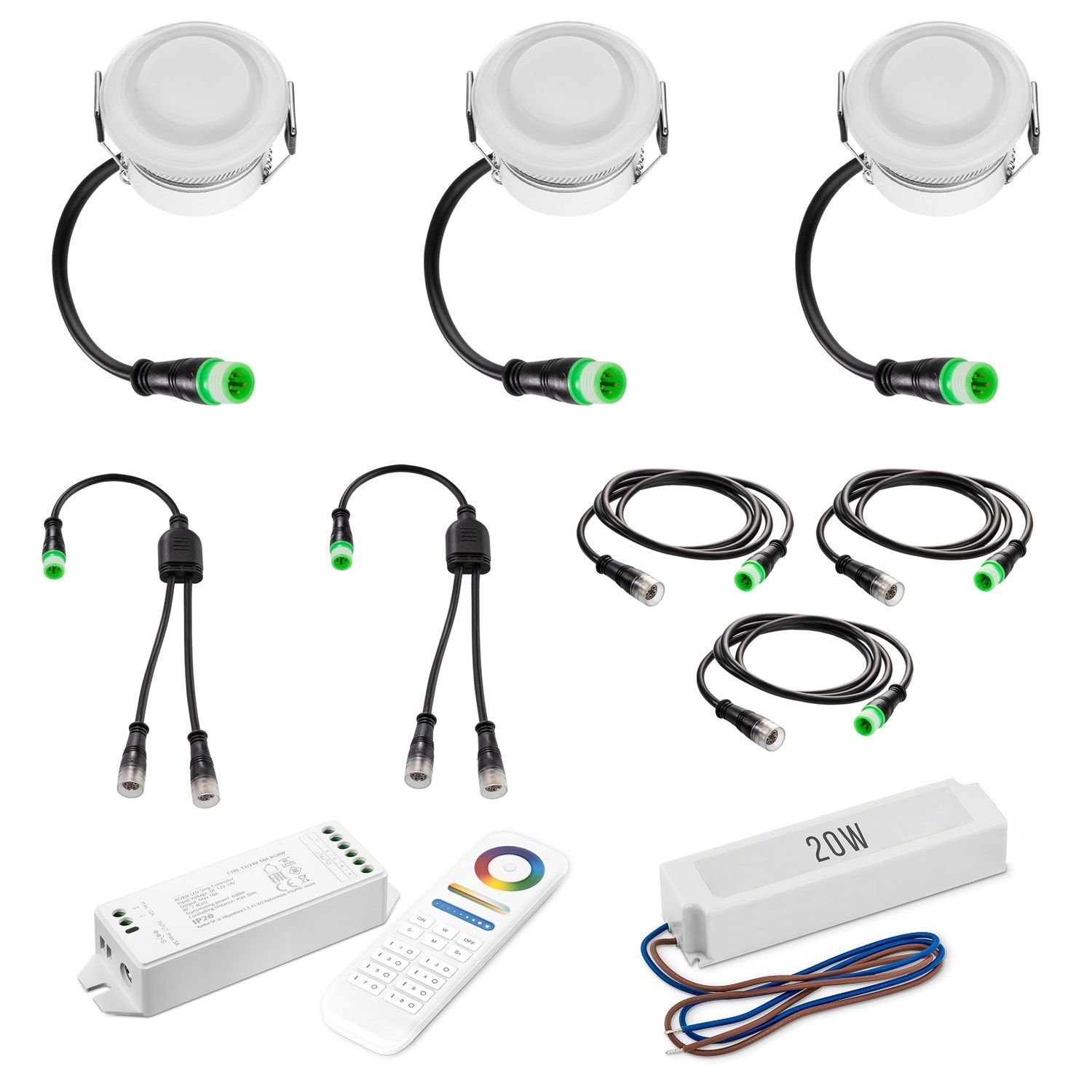 LEDANDO LED Einbaustrahler LEDANDO - Minispots 3er - Warmweiß + - IP65 LED Ba dimmbar Für RGB Set