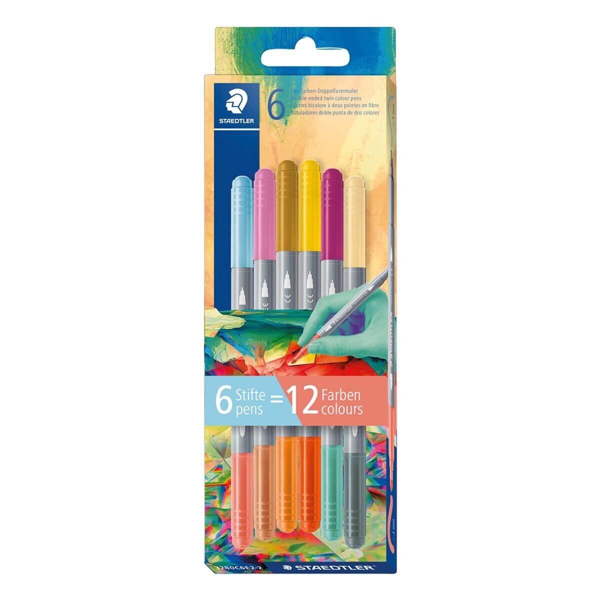 STAEDTLER Filzstift 3280 hell, (6-tlg), 6er-Set, Doppelfasermaler