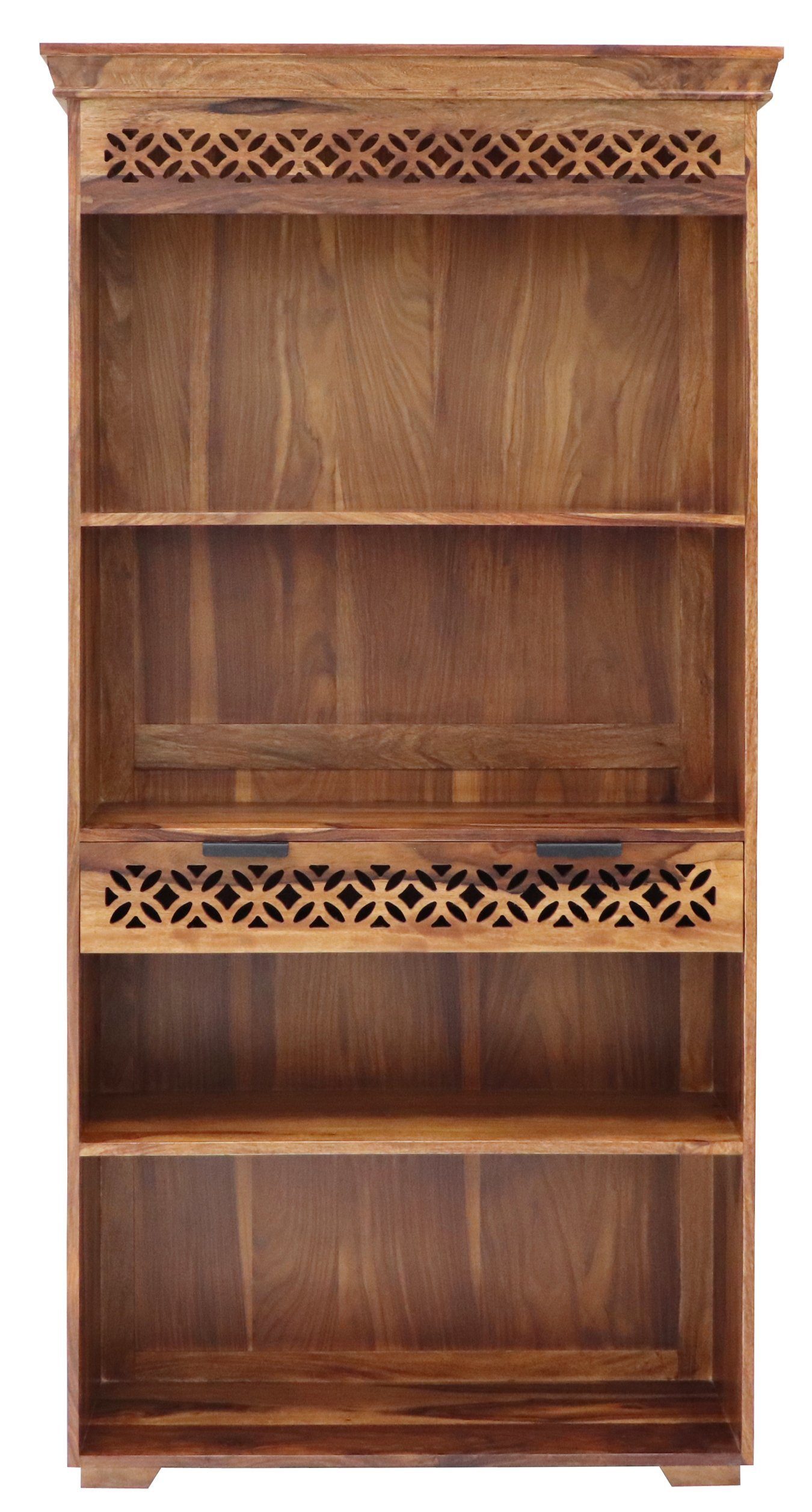 Indischesmoebelhausde Bücherregal Bücherregal Mira 90x180x35 aus indischem Sheesham-Massivholz