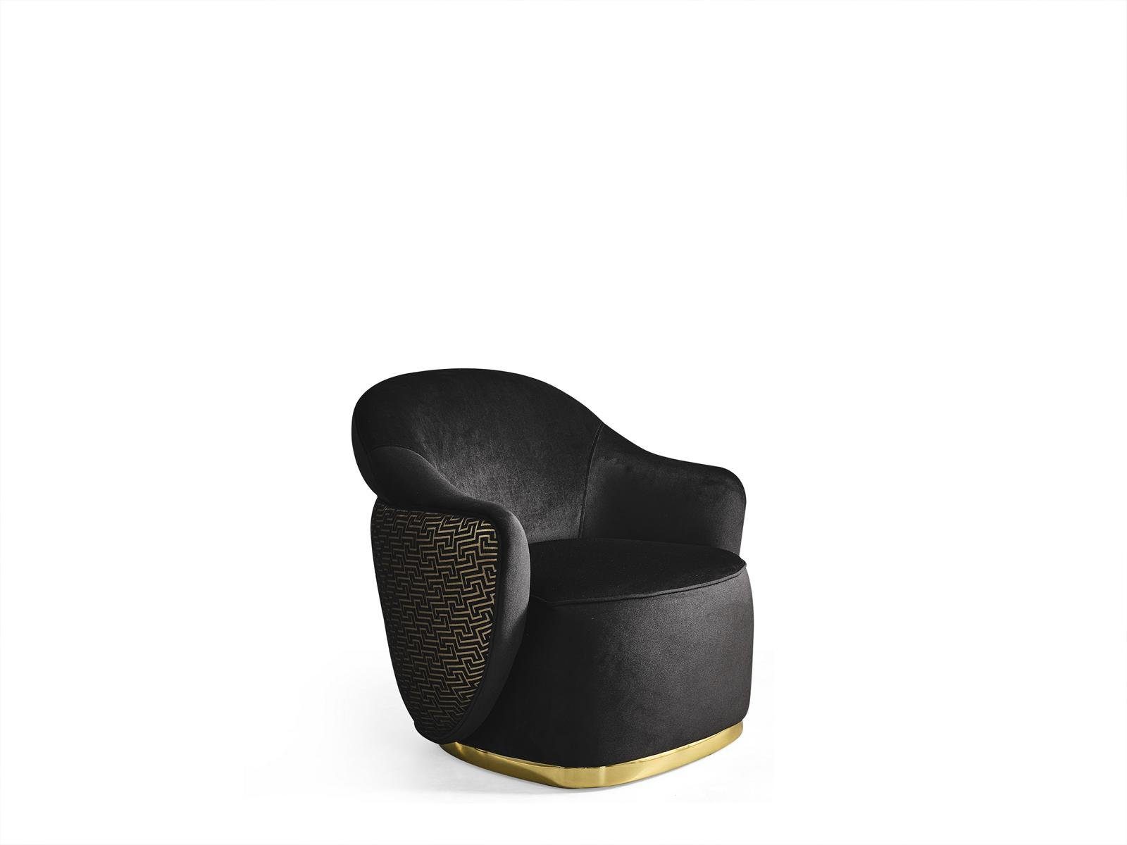 Couch Sessel Modern Sessel Wohnzimmer Luxu schwarz Modern JVmoebel neu Textil