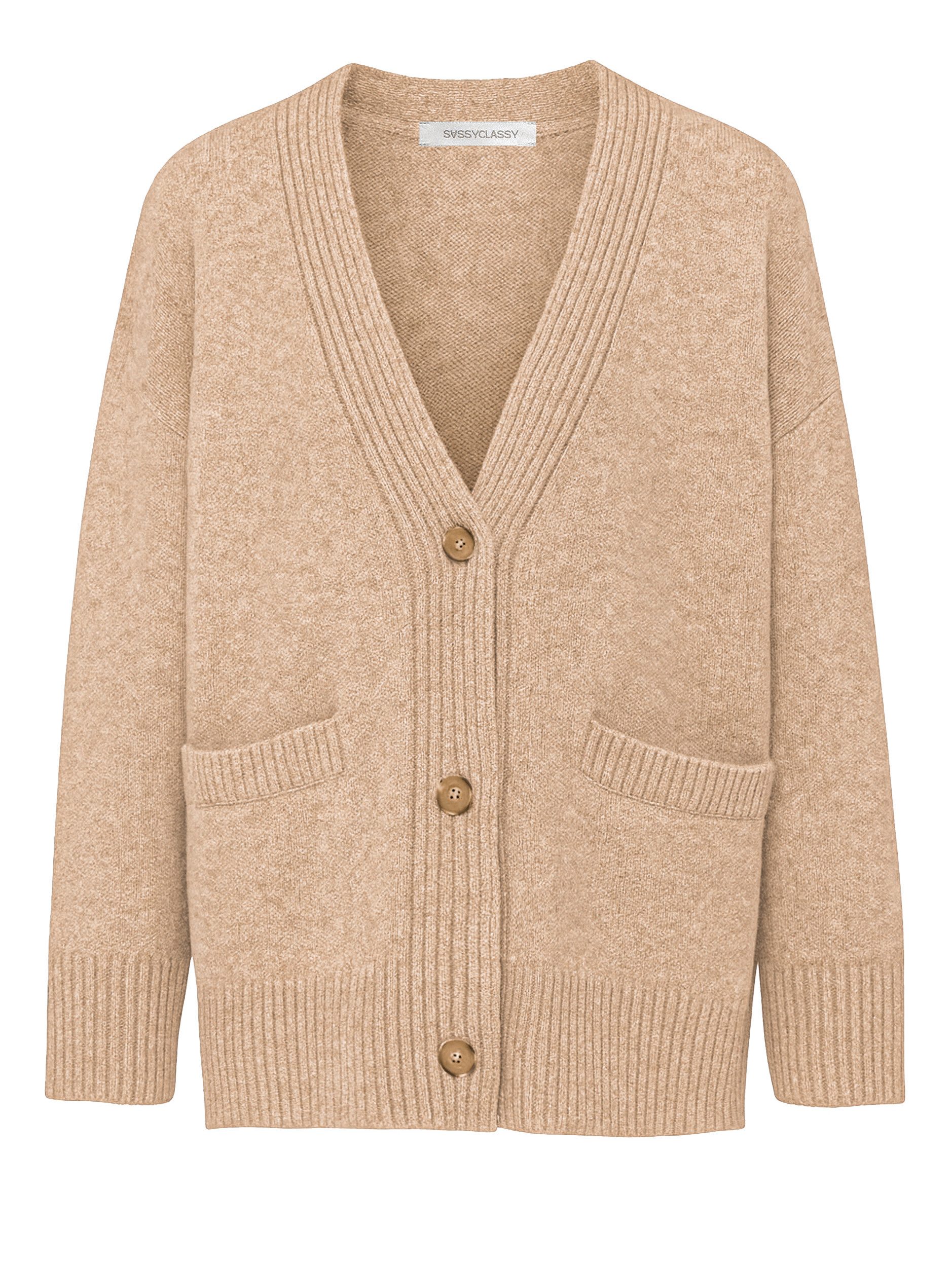 Cardigan Oversize Cardigan mit Taschen für Damen