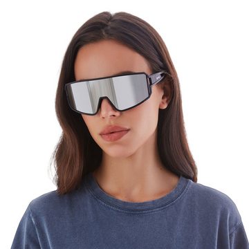 YEAZ Sportbrille SUNWAVE sport-sonnenbrille black/silver mirror, Guter Schutz bei optimierter Sicht