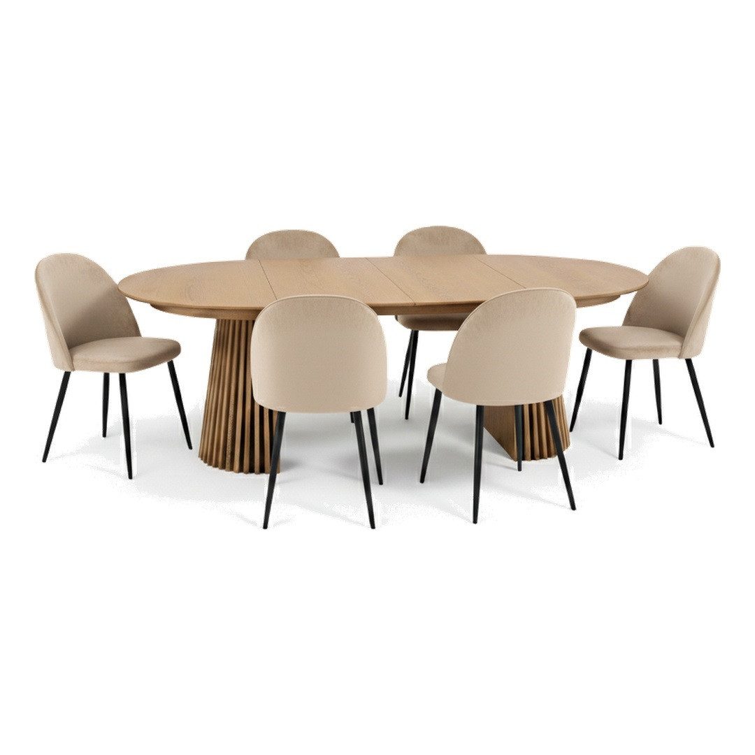 ebuy24 Essgruppe Tokyo Essgruppe Esstisch natur, 6 Stühle aus beige, (7-tlg)