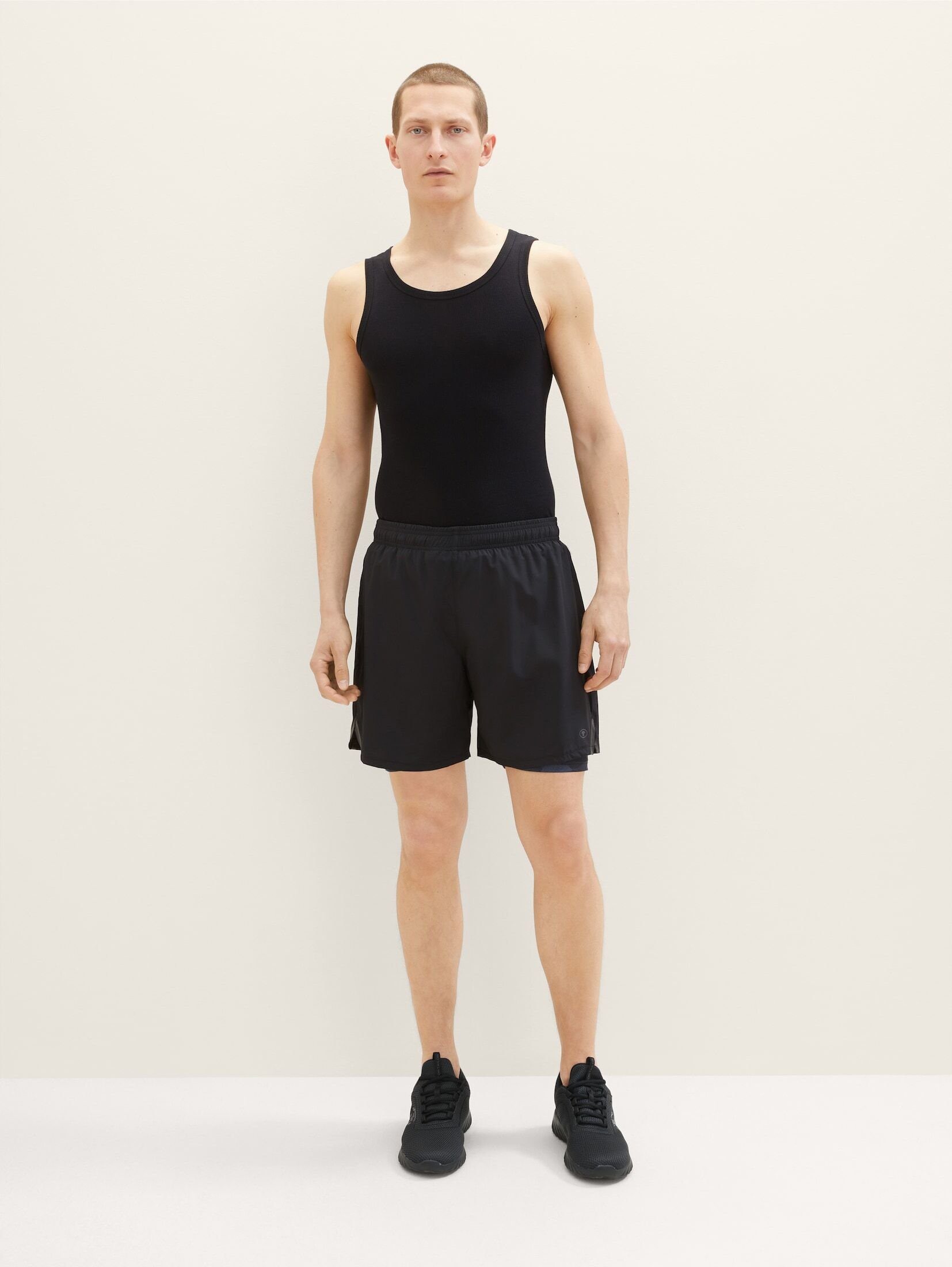 TOM TAILOR Trainingsshirt 2-in-1 Shorts Black/Black