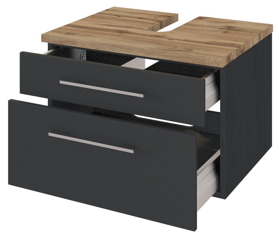 HELD MÖBEL Unterschrank Unterbeckenschrank Davos 60 cm graphit/matt grau