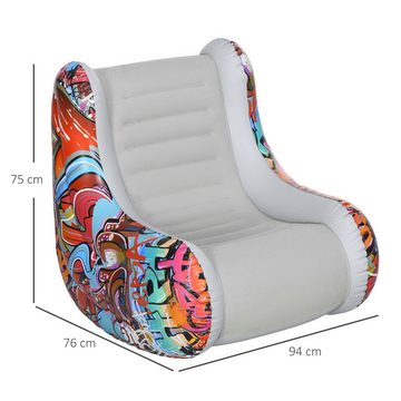 Outsunny Luftsessel Aufblasbarer Sessel mit Schaukelfunktion, bis 80 kg Belastbar, (Aufblasbares Sofa, Klappbares Luftsofa), für Camping, Zuhause, Hellgrau, 94 x 76 x 75 cm