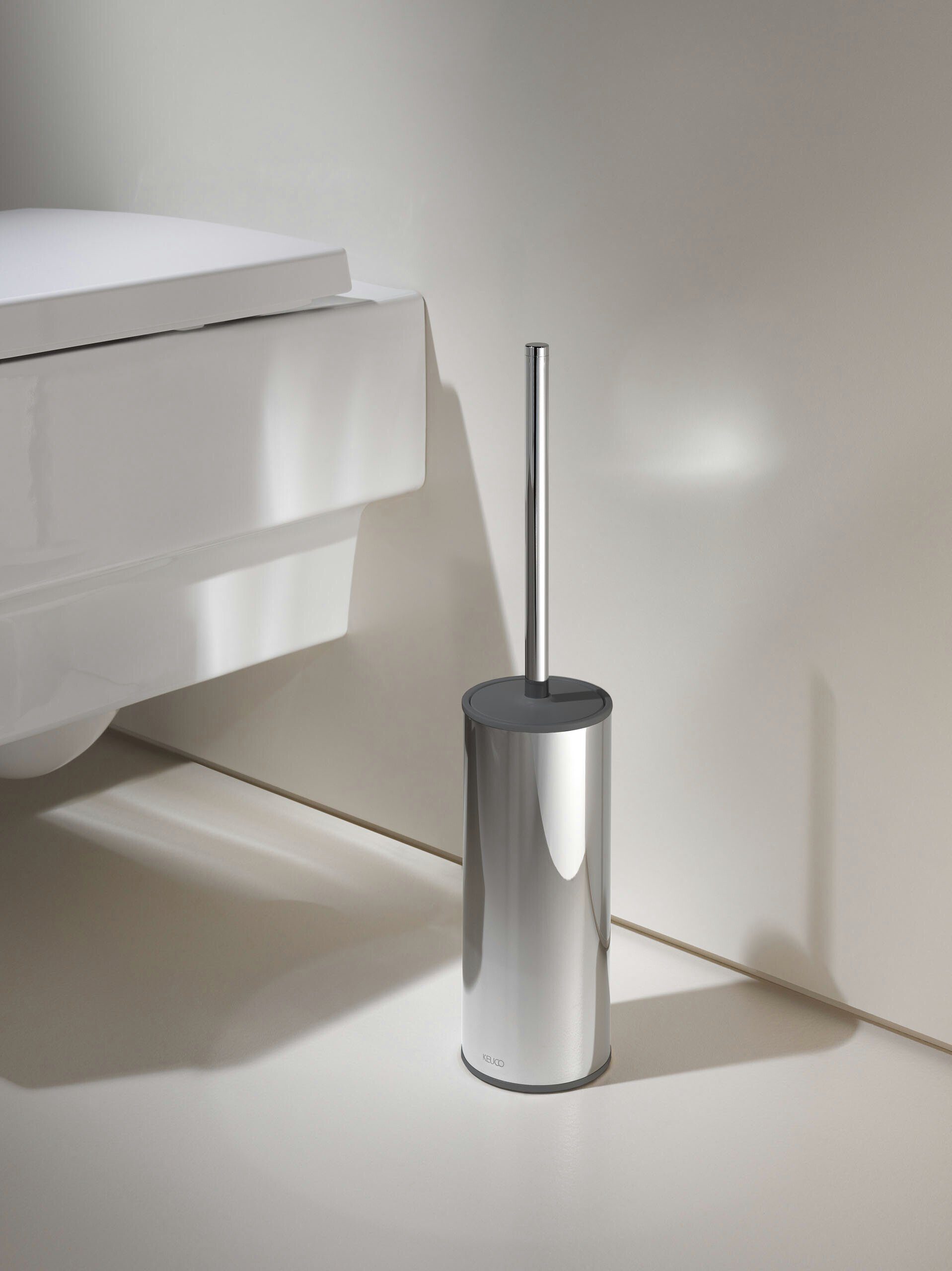 Keuco WC-Reinigungsbürste Moll, (Set), Toilettenbürsten-Garnitur aus Metall, verchromt, mit anthrazitfarbenem Chrom/Schwarz