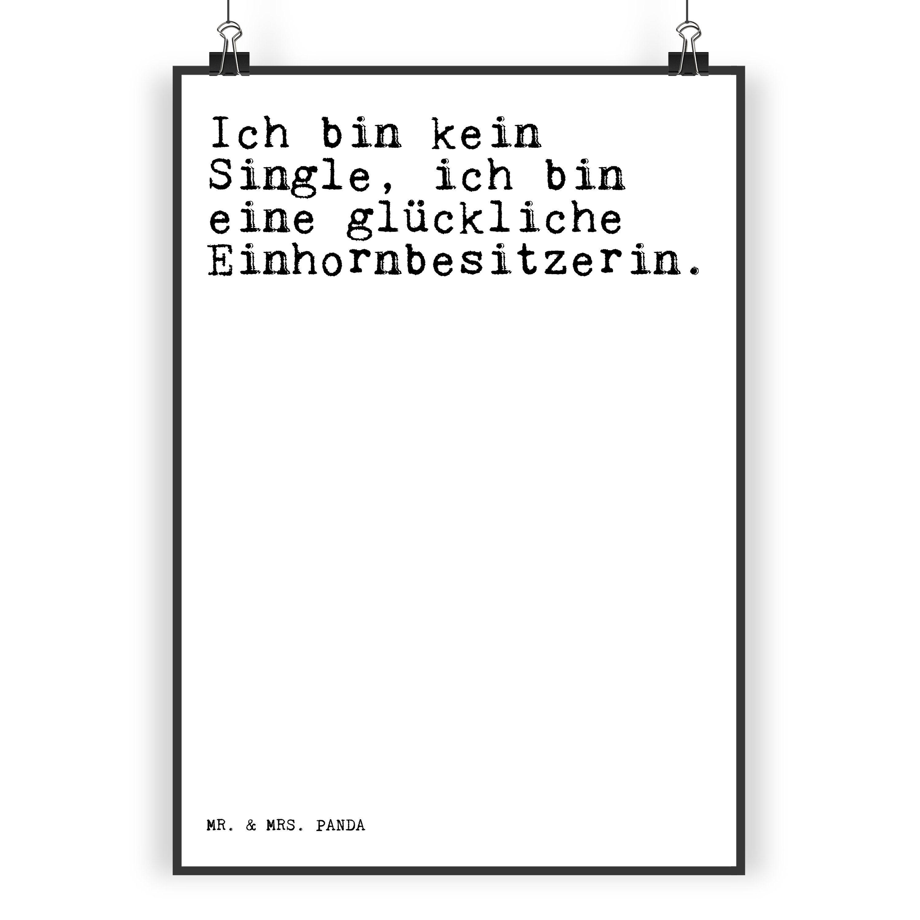 Mr. & Mrs. Panda Poster »Ich bin kein Single,... Weiß Geschenk