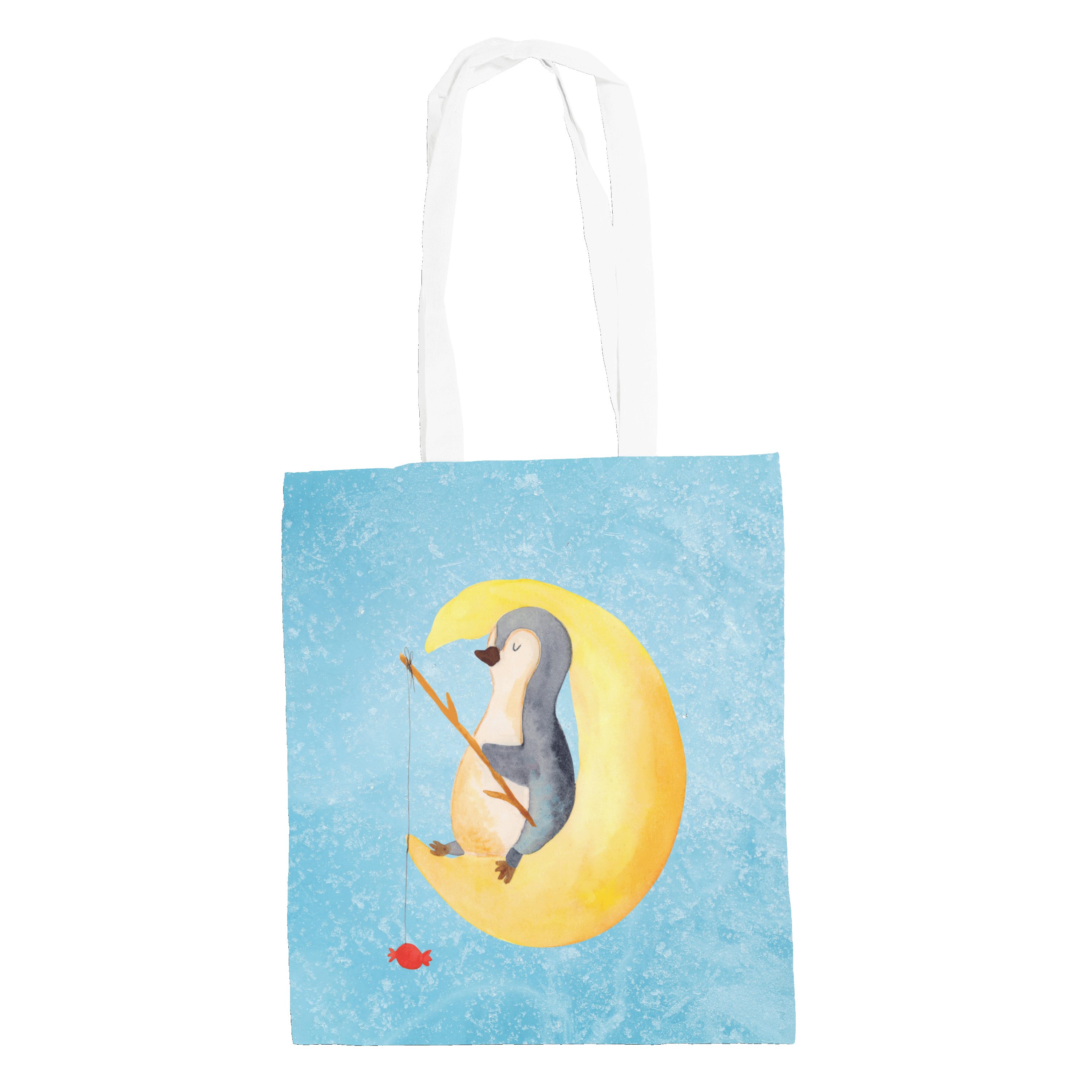 Einkaufstasche, Mond & Eisblau Pinguin Geschenk, Mr. - Beutel, Angel, Tragetasche - (1-tlg) Panda Ein Mrs.