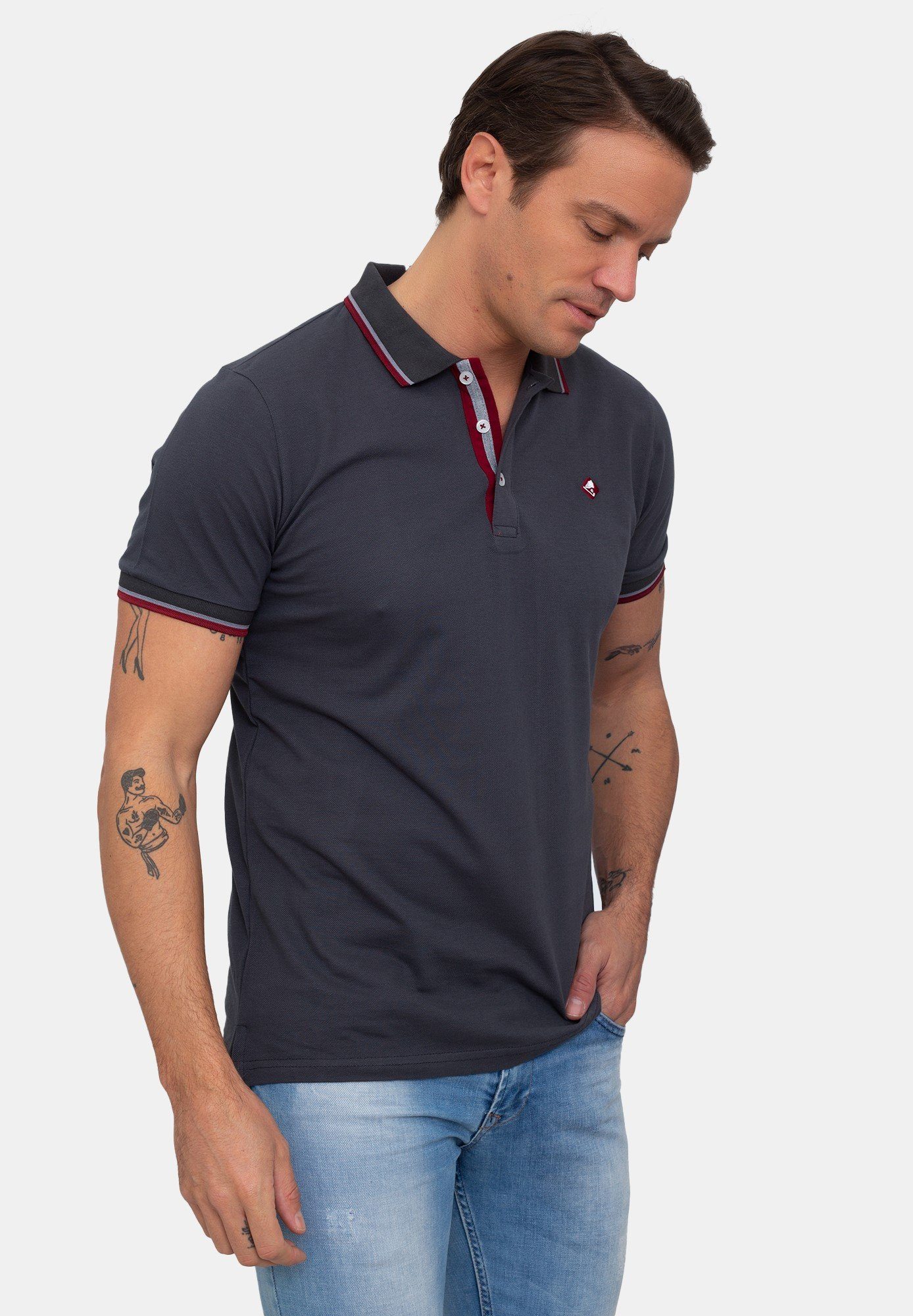 Poloshirt asphalt Sir Raymond Marcus Tailor