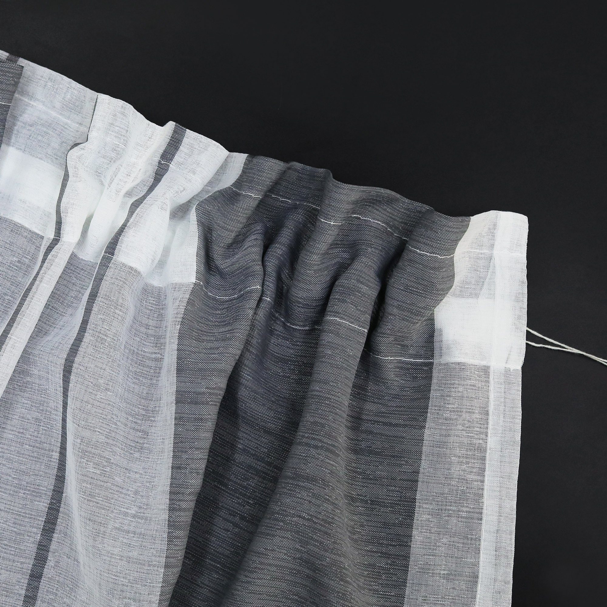 Joyswahl Scheibengardine, halbtransparent, mit Streifen-Dessinierung, Tunnelzug, Bistrogardine