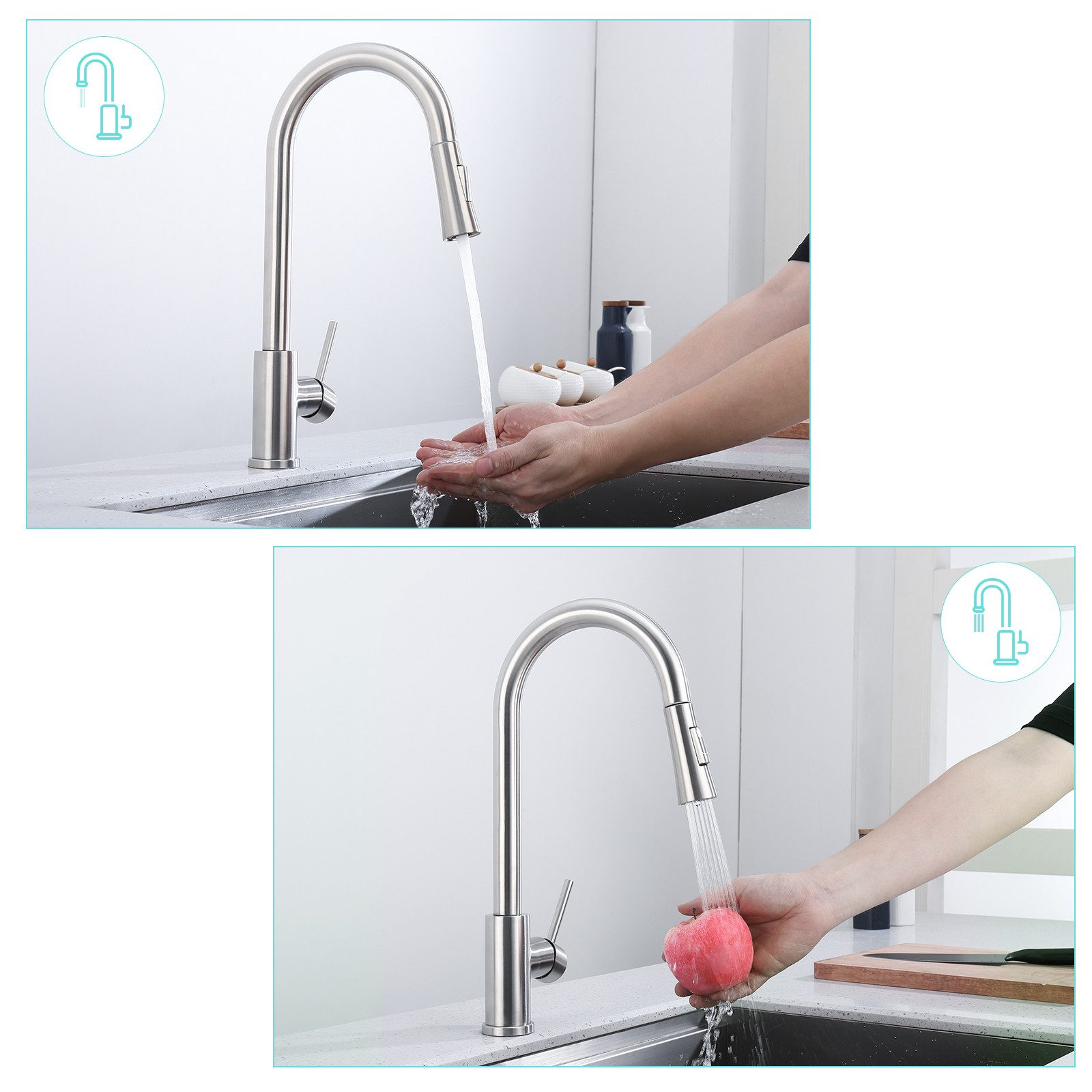 WOOHSE Spültischarmatur Niederdruck, Wasserhahn mit 3 günstig online kaufen