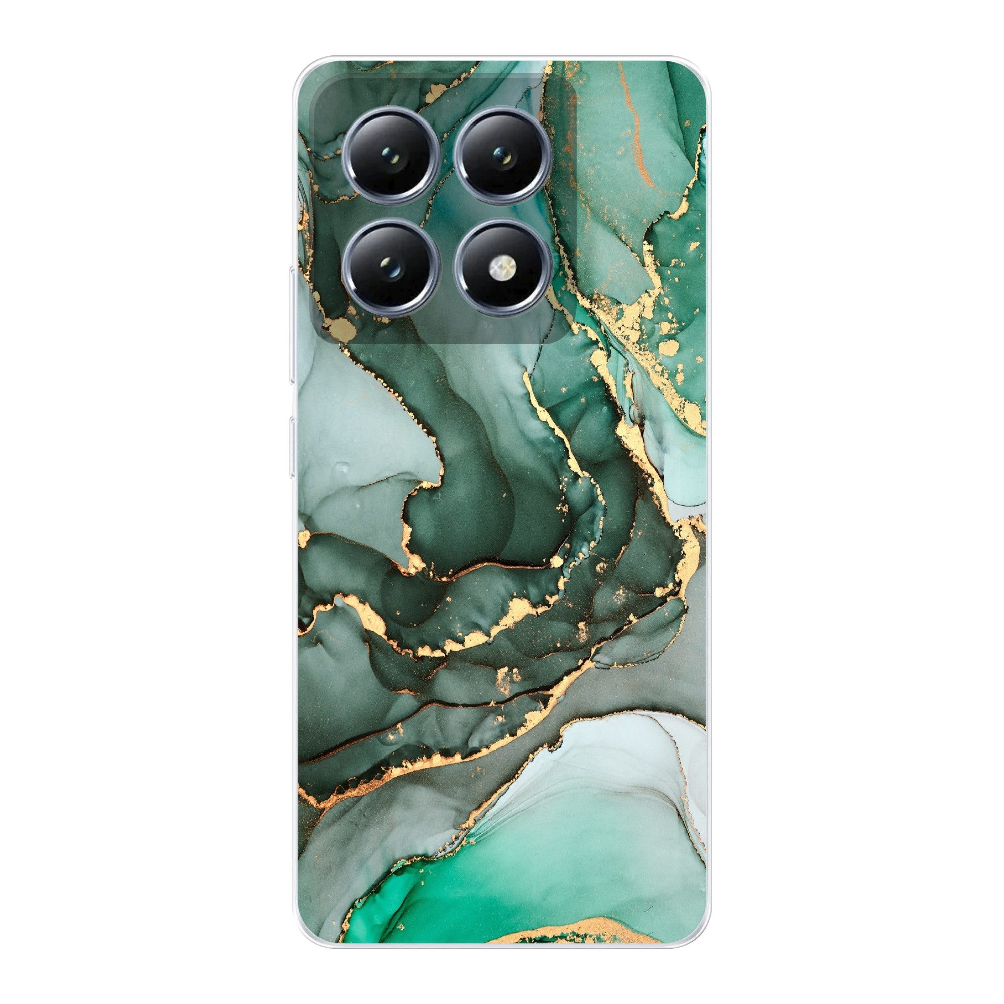 MuchoWow Handyhülle für Xiaomi 14T Gold - Marmor - Grün - Luxus - Marmoroptik - Grau, Handy Case, Silikon, Bumper Case Dünn