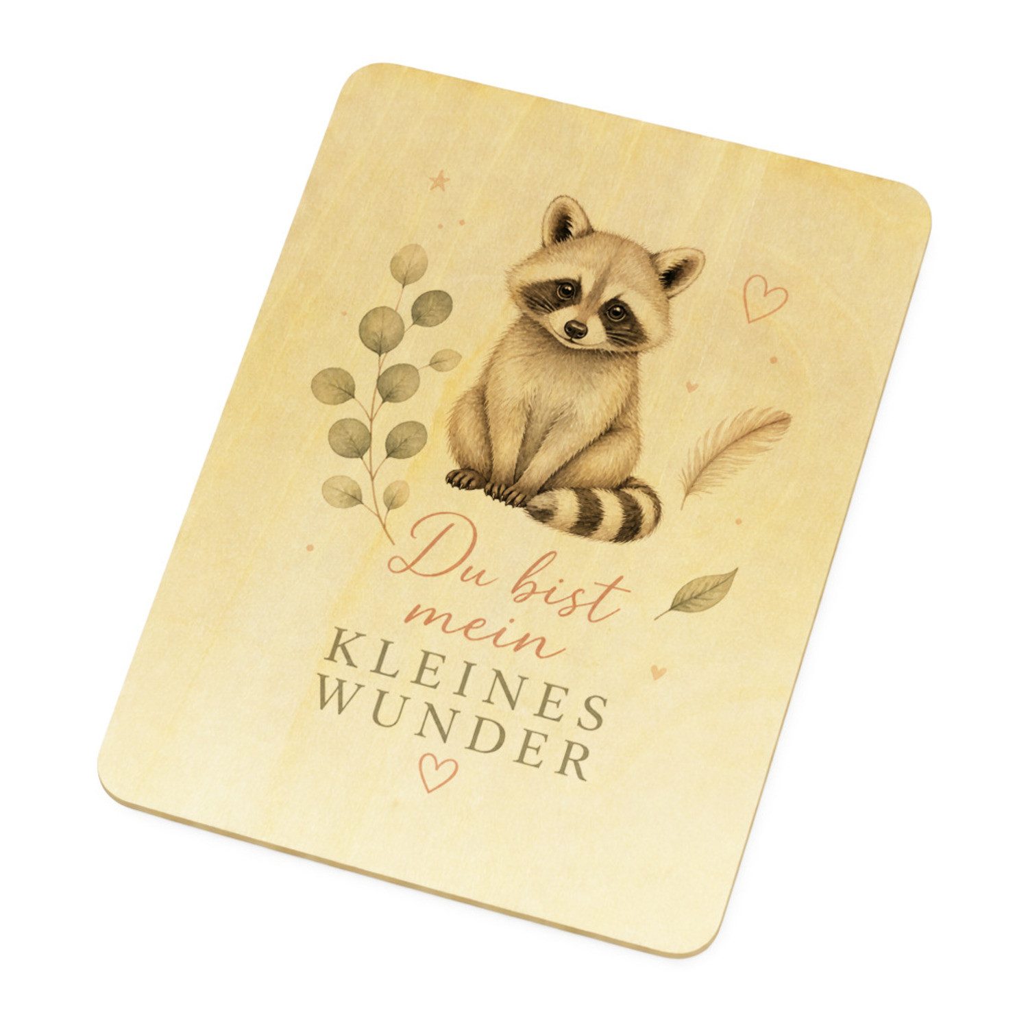 speecheese Postkarte Postkarte Holz Kleines Wunder Holzpostkarte zur Geburt Mit Spruch: